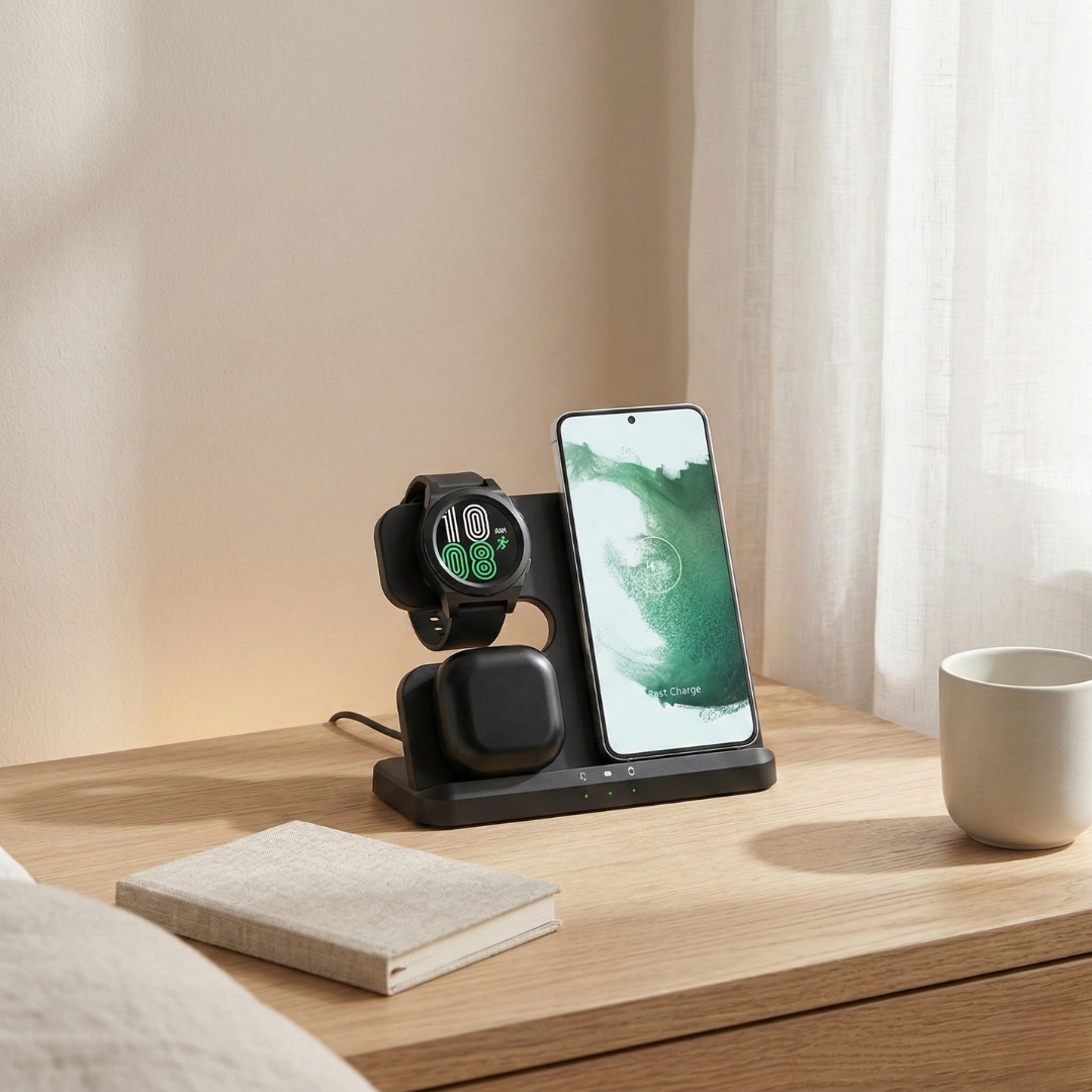 Three-In-One Wireless Charging Stand For Desk And Nightstand | Temsk