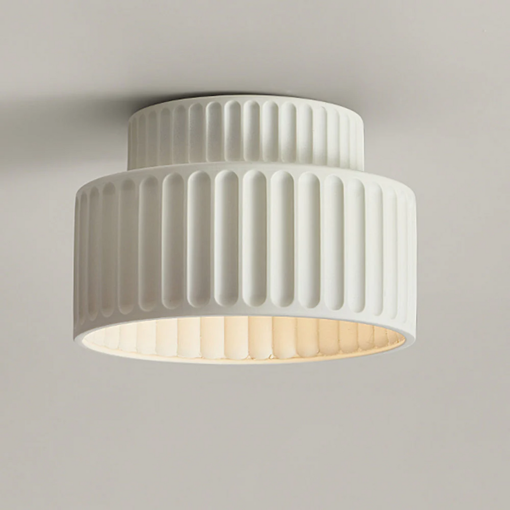 Vesper Ribbed Vintage Semi Flush Ceiling Light For Low Ceilings | Temsk