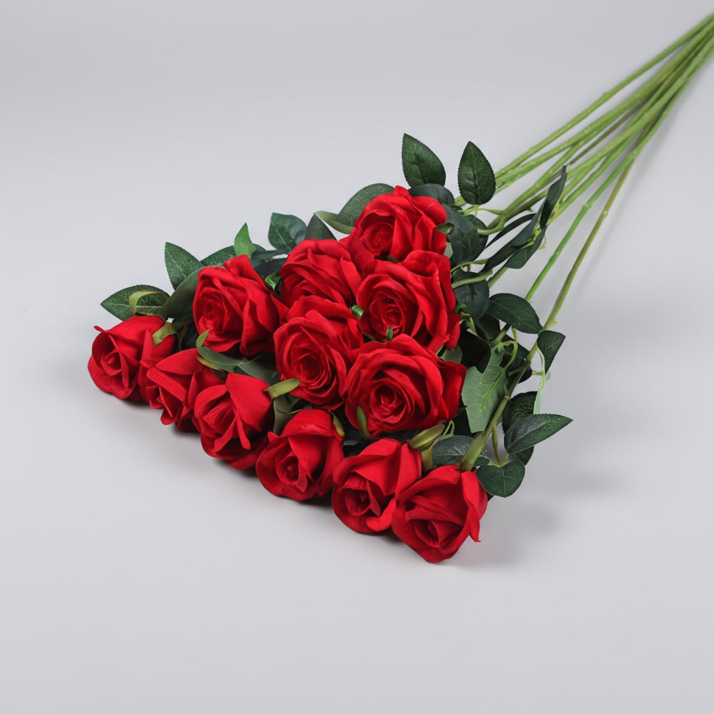 Mother's Day Red Artificial Rose Bouquet For Home Decor | Temsk
