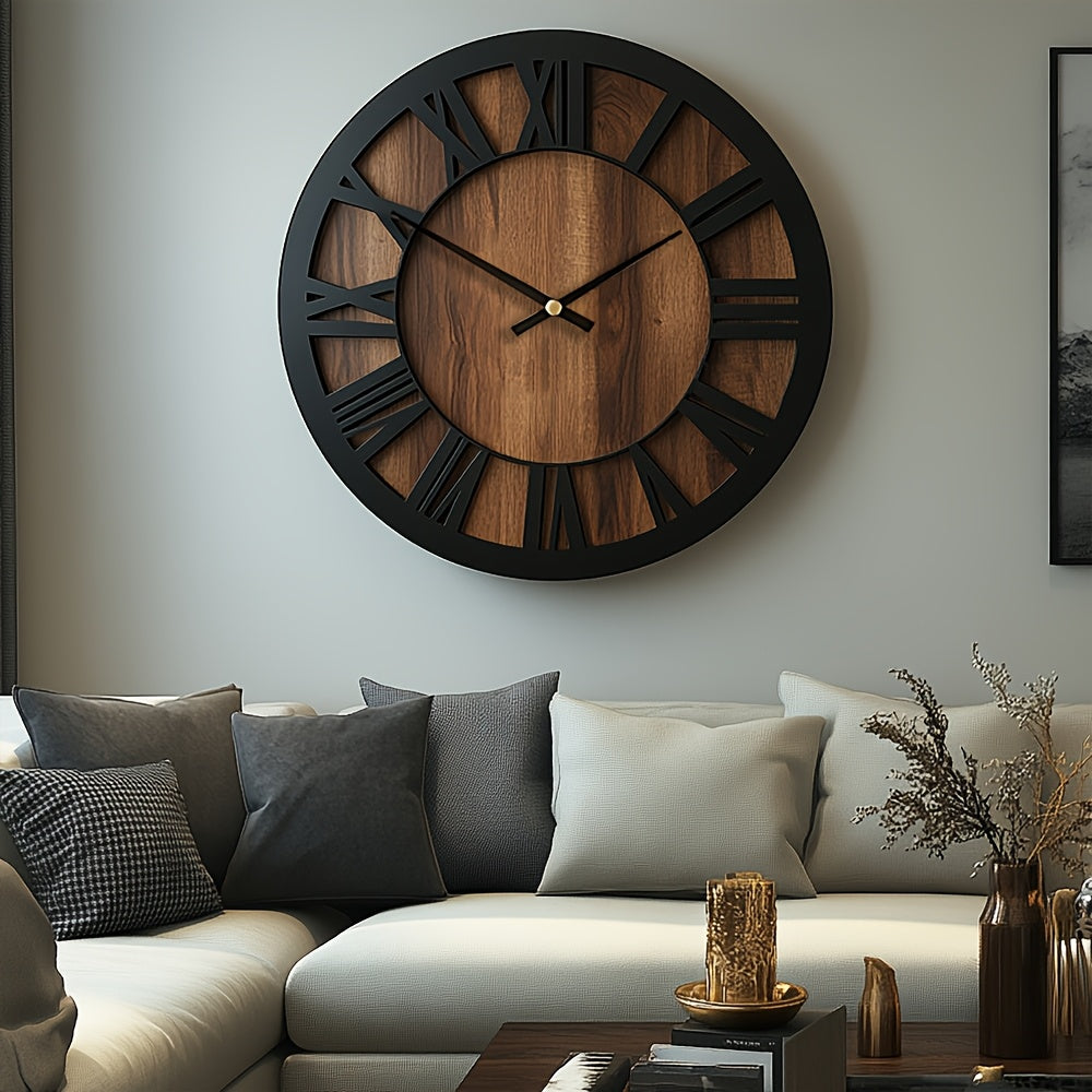 Klassische Vintage-Holzwanduhr mit Zifferblatt in römischen Zahlen | Temsk