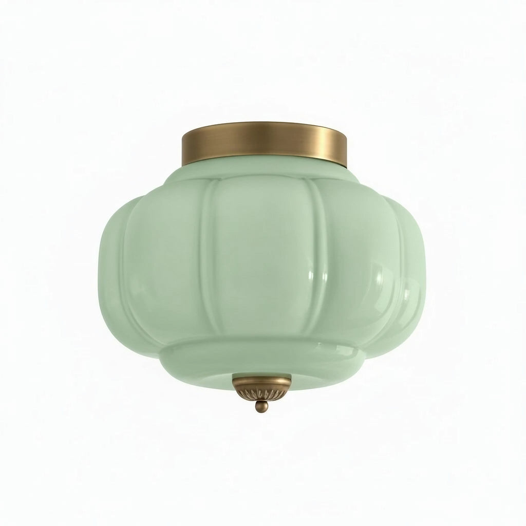 Milk Glass Ceiling Light With Glass Shade, Modern Flush Mount, Scandinavian Style | Temsk