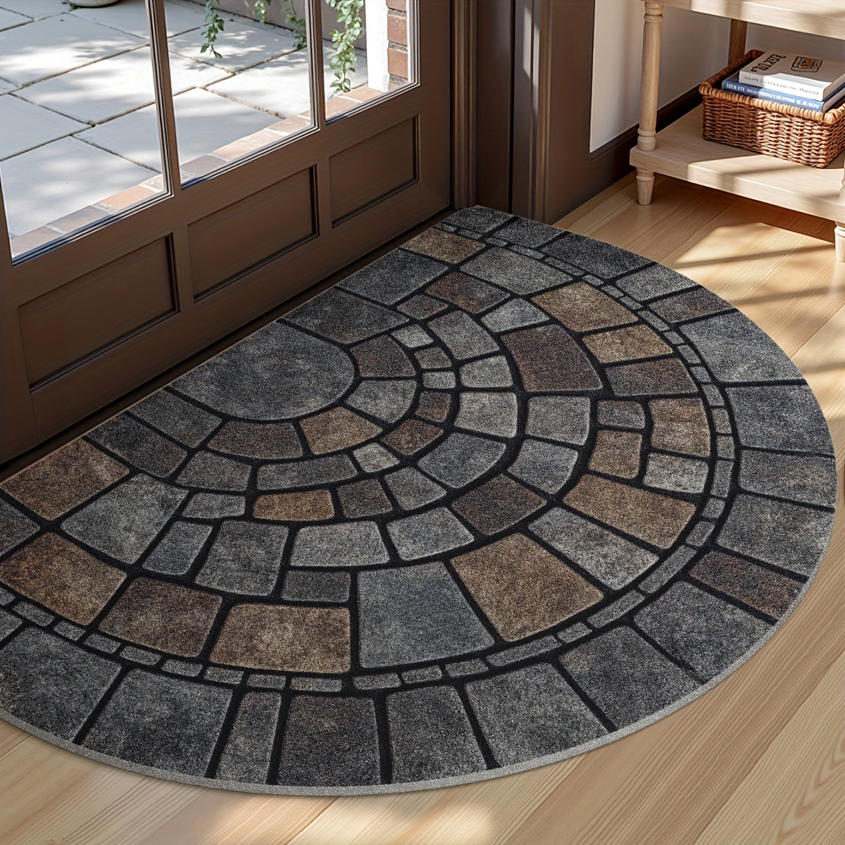 Semi-Circular Mosaic Entry Mat For Indoor And Outdoor Use | Temsk