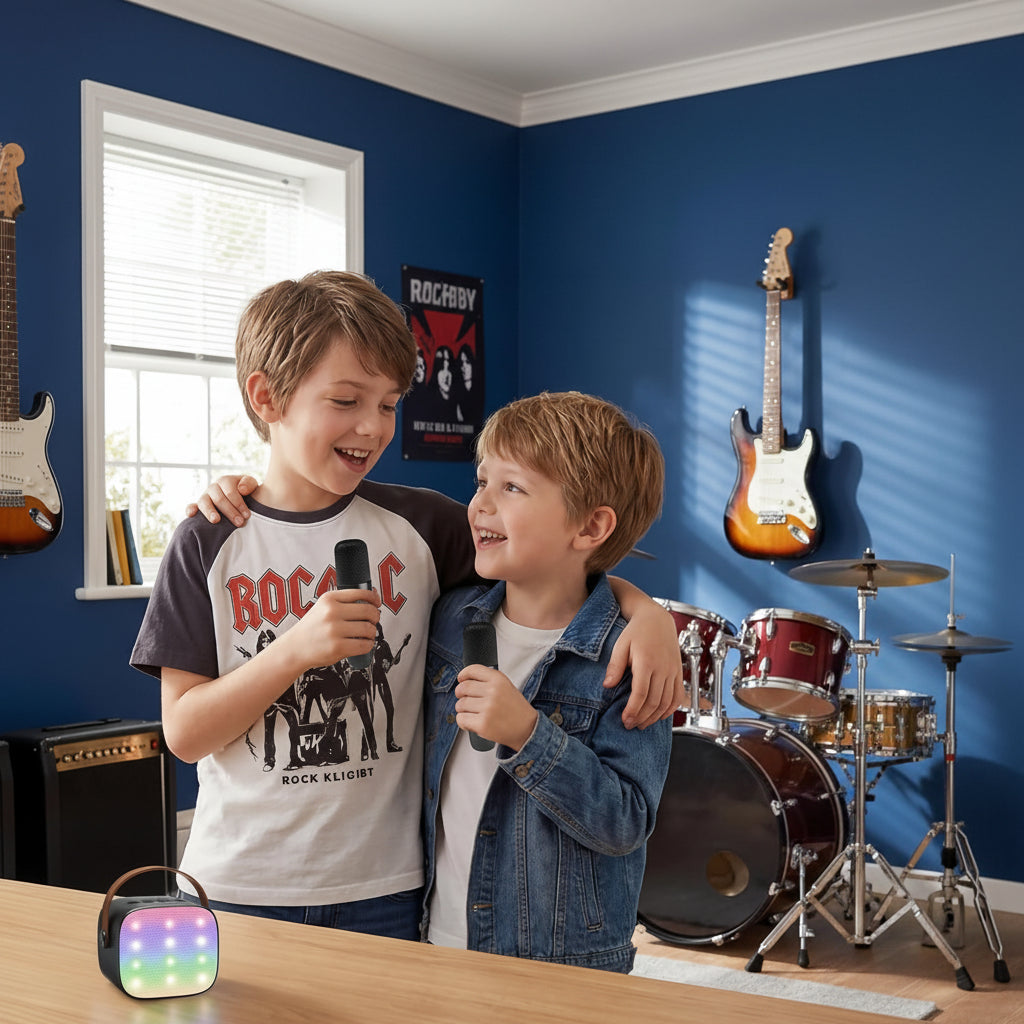 Karaoke System With Bluetooth Portable Speaker And Wireless Microphones | Temsk