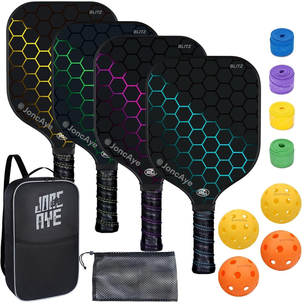 Fiberglass Pickleball Set With Lightweight Paddles And Balls And Carry Bag | Temsk