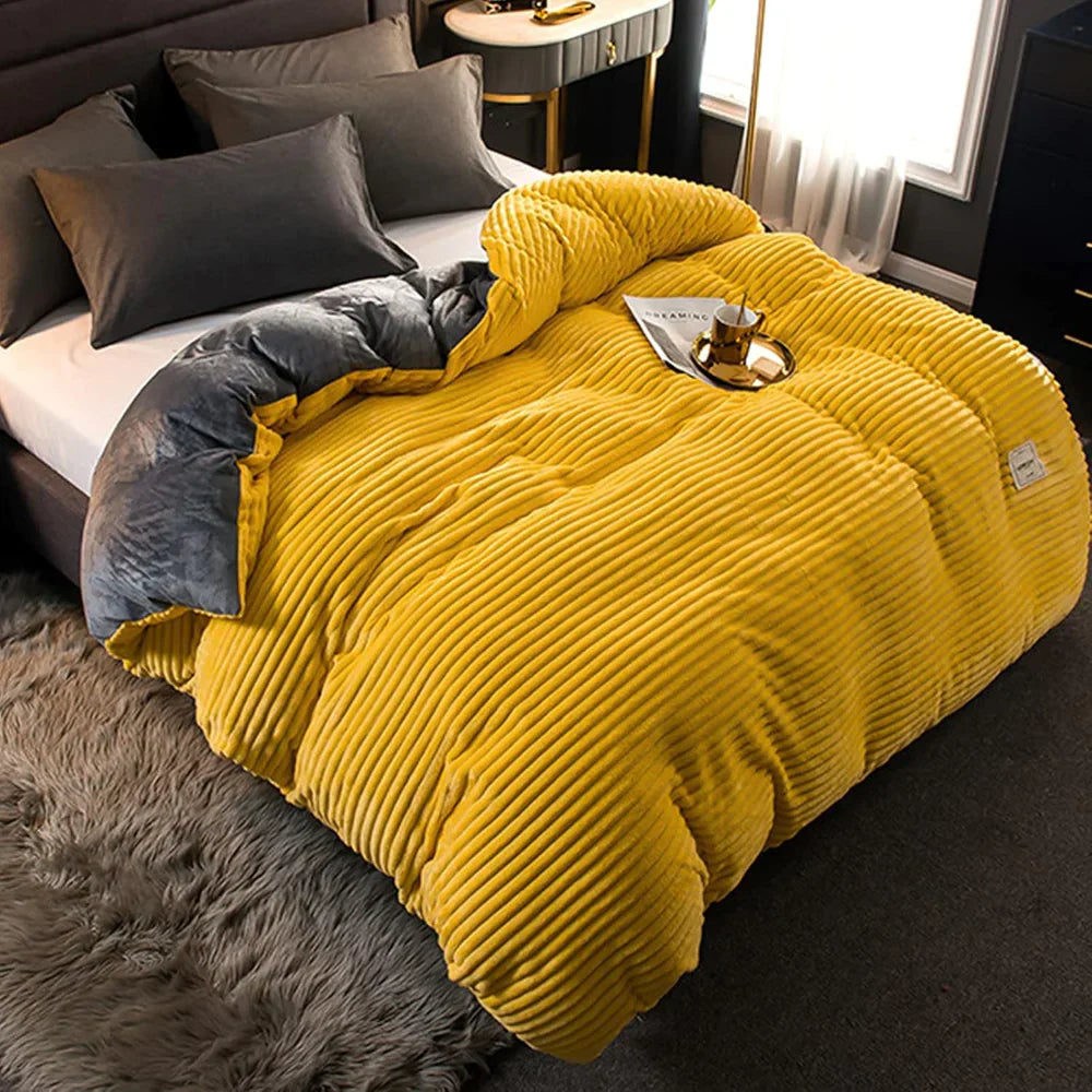 Winter Plush Duvet Cover Set With Bedspread Look Design | Temsk