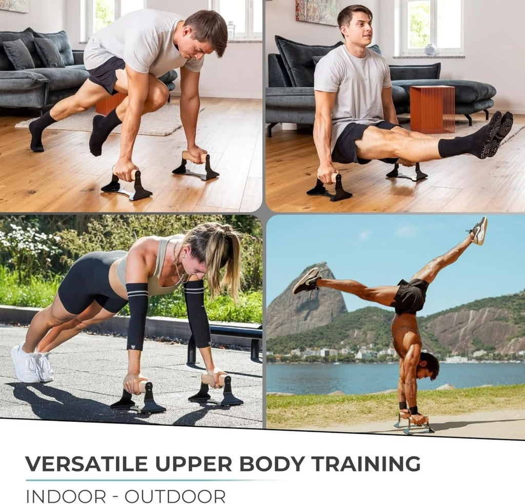 ZenGrip Ergonomic Wooden Parallettes For Push Ups With Steel Core | Temsk