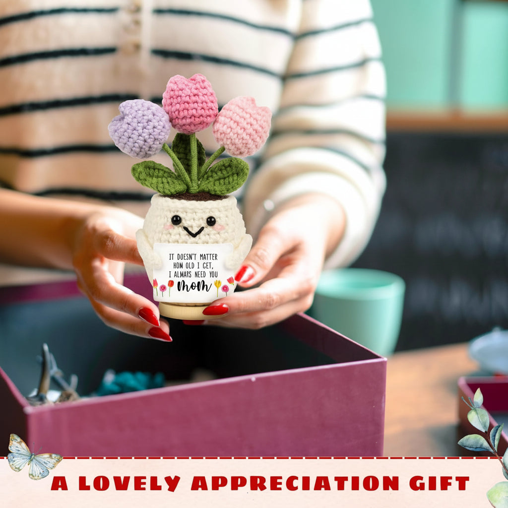 Handmade Crochet Flower Desk Decor Gift For Mother's Day | Temsk