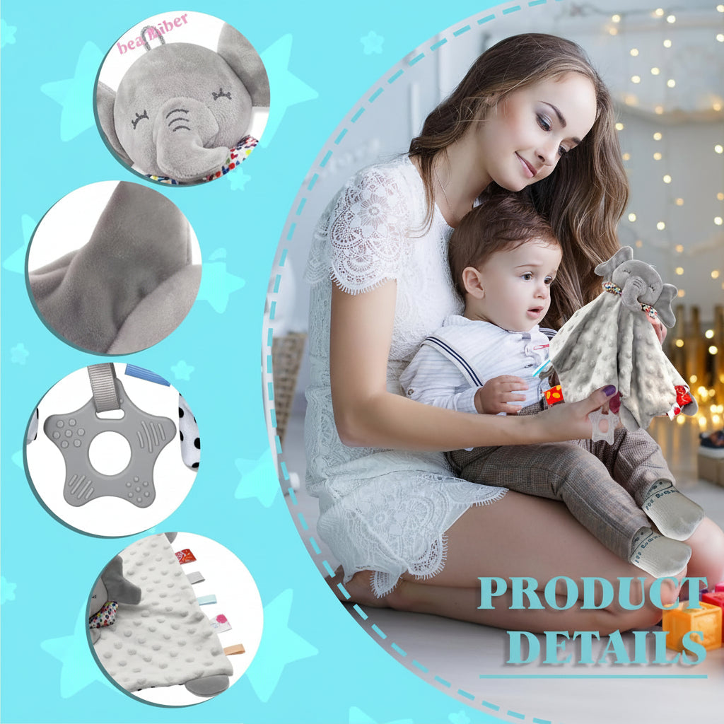 Security Blanket Plush Lovey Elephant For Baby Sleep | Temsk