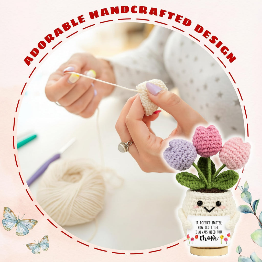 Handmade Crochet Flower Desk Decor Gift For Mother's Day | Temsk