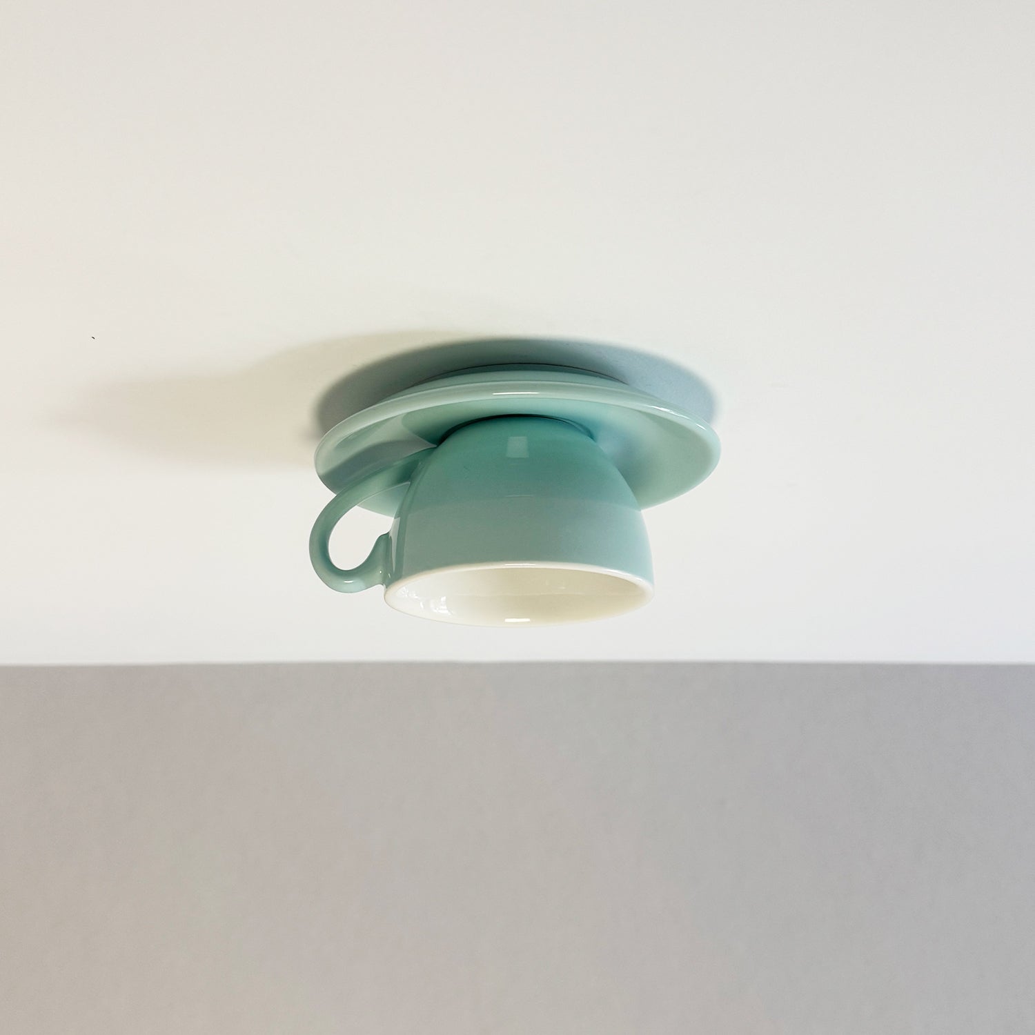 Coffee Cup Ceramic Ceiling Light With LED In Blue Pink For Bedroom And Living Room | Temsk