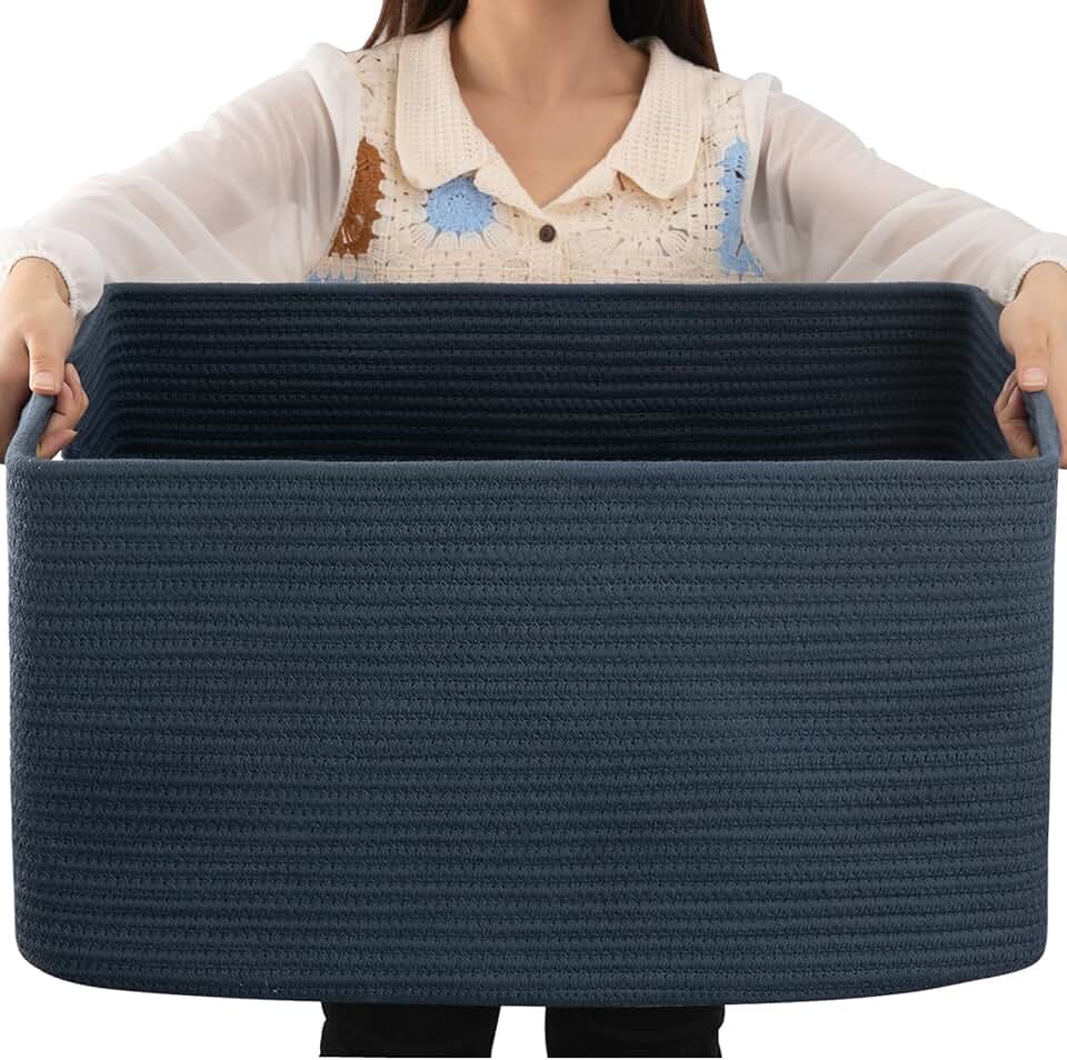 Large Rectangular Rope Laundry Basket With Handles For Storage | Temsk