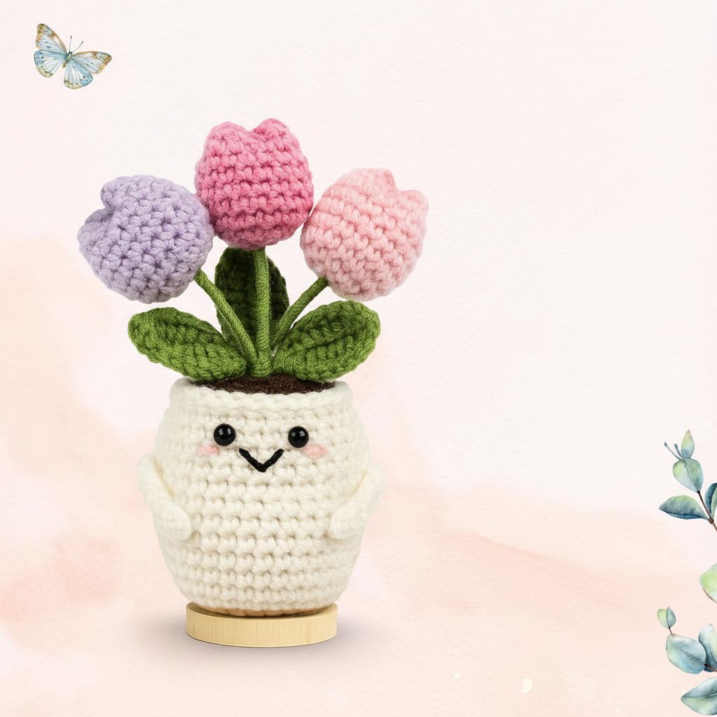 Handmade Crochet Flower Desk Decor Gift For Mother's Day | Temsk