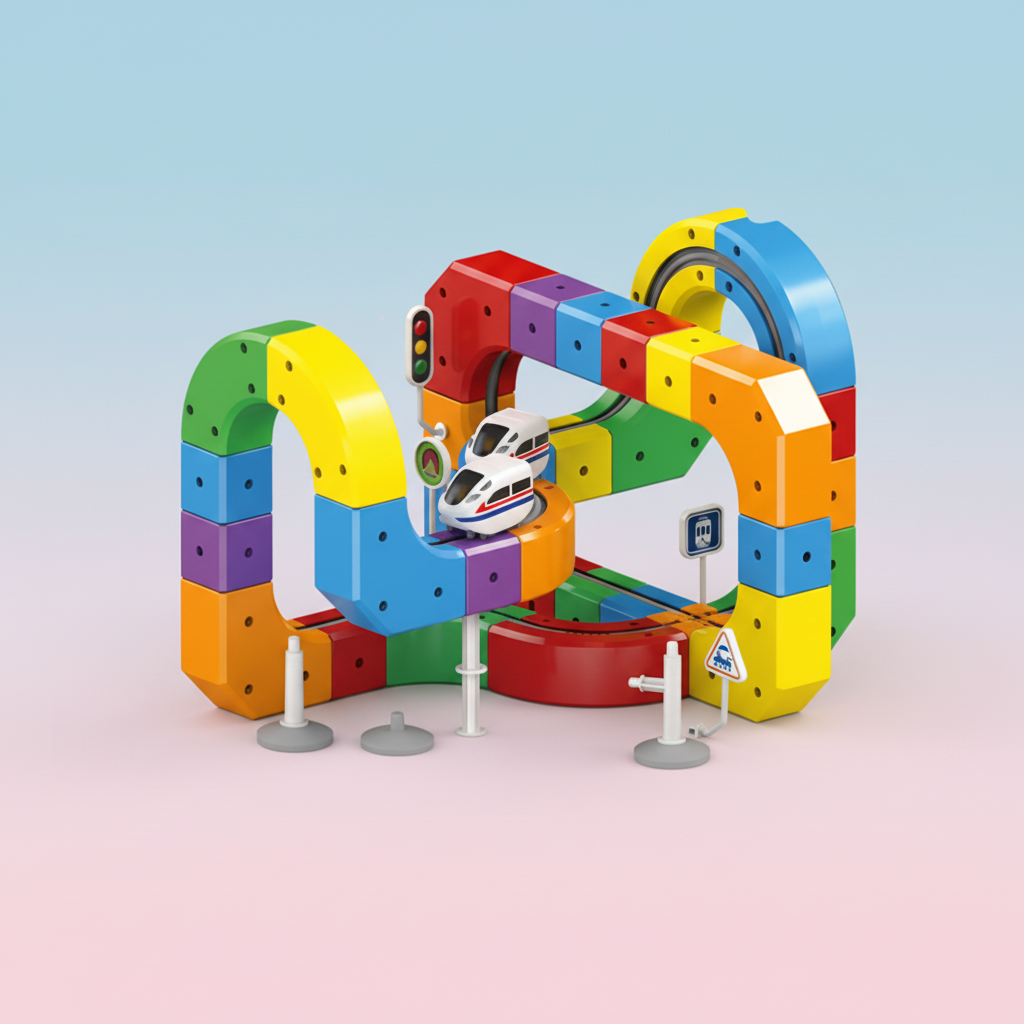 Set di blocchi da costruzione per pista di biglie per bambini, corsa creativa | Temsk