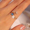 Adjustable Birthstone Flower Ring With Cubic Zirconia Mothers Day Gift | Temsk