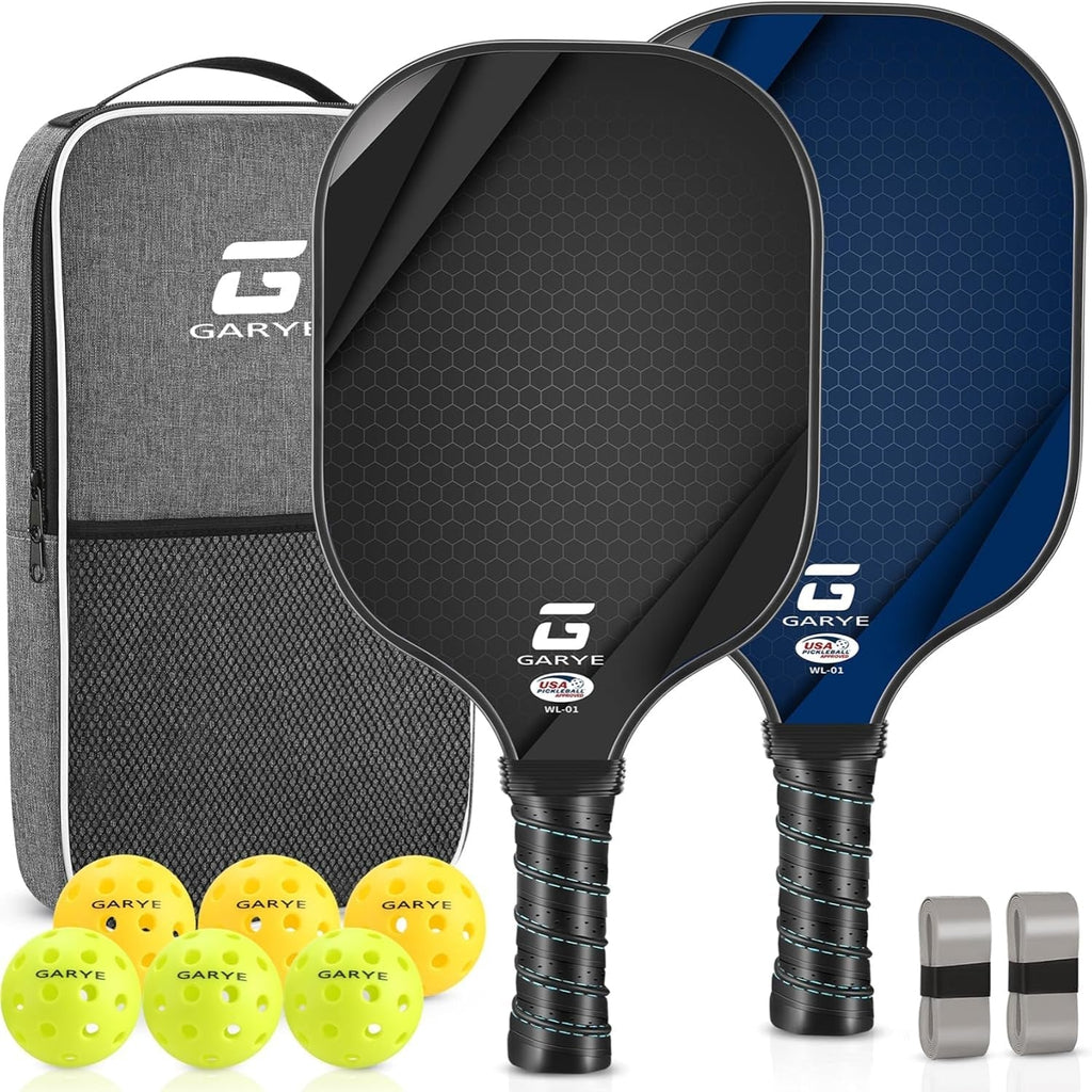Lightweight Pickleball Paddle Set With Graphite Face And Cushioned Grip Balls | Temsk
