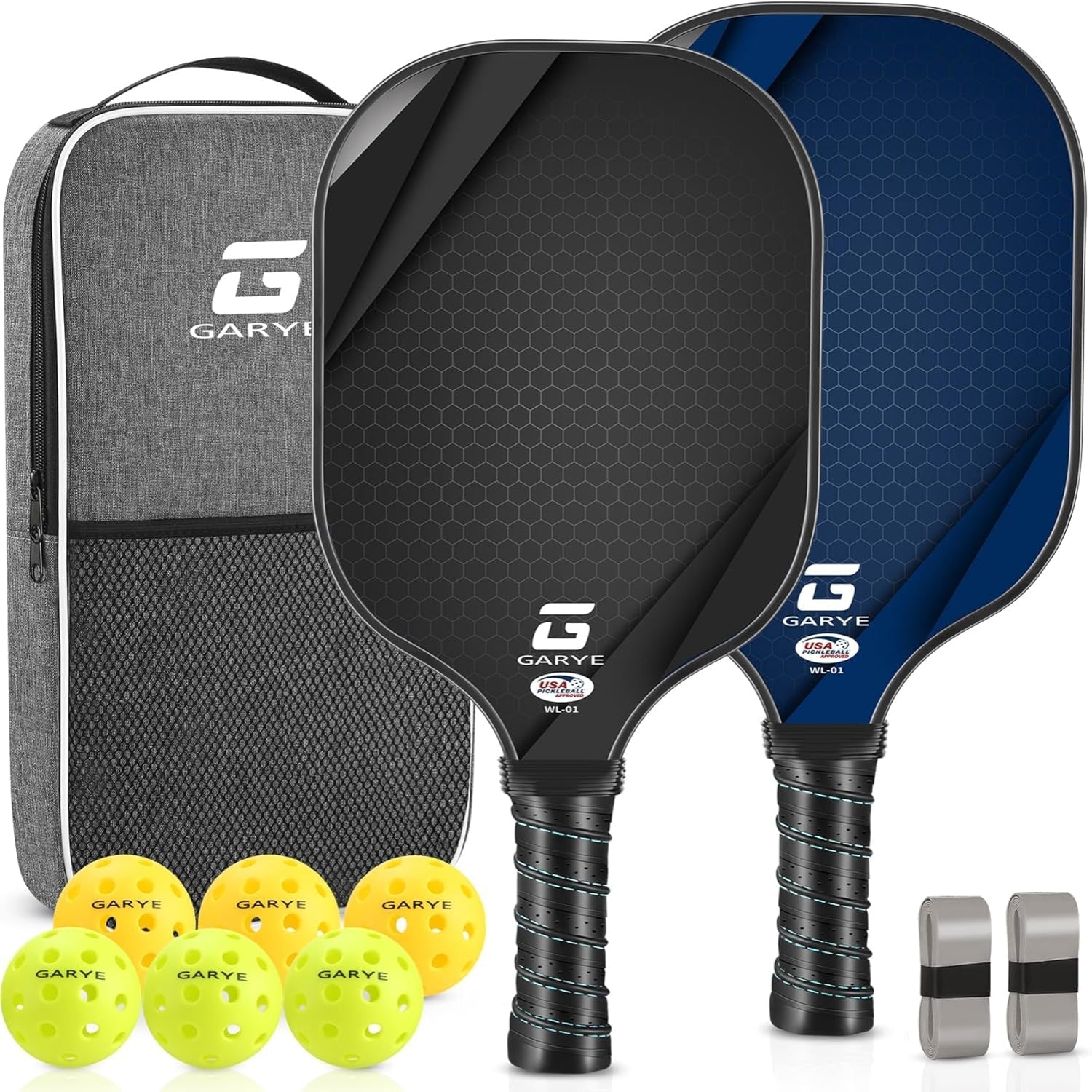 Lightweight Pickleball Paddle Set With Graphite Face And Cushioned Grip Balls | Temsk