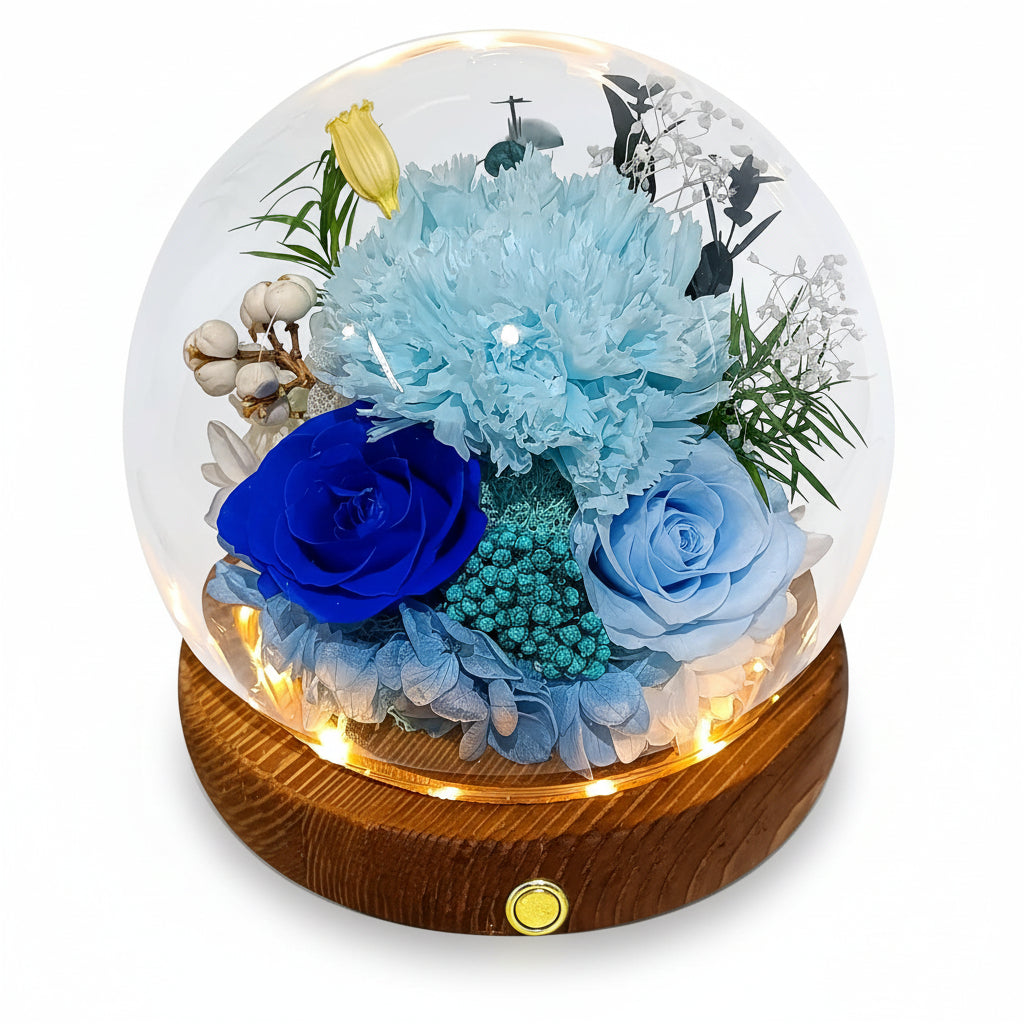 Preserved Rose Dome With LED Lights Gift For Mother's Day Decor | Temsk