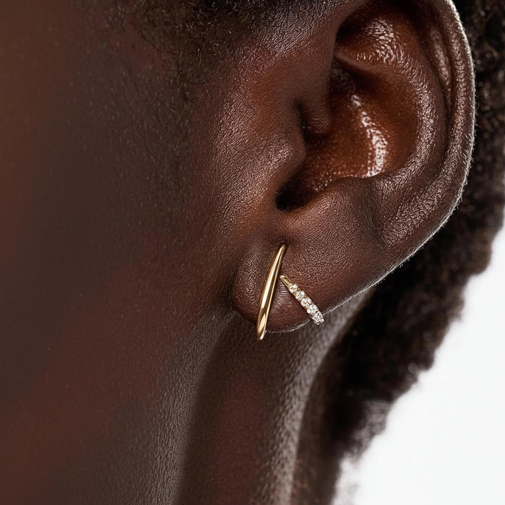 Gold Geometric X Stud Earrings for Mother's Day Gift | Temsk