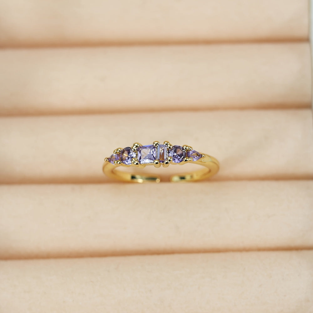 Mothers Day Stackable Gold Rings With Rhinestones In Boho Style | Temsk