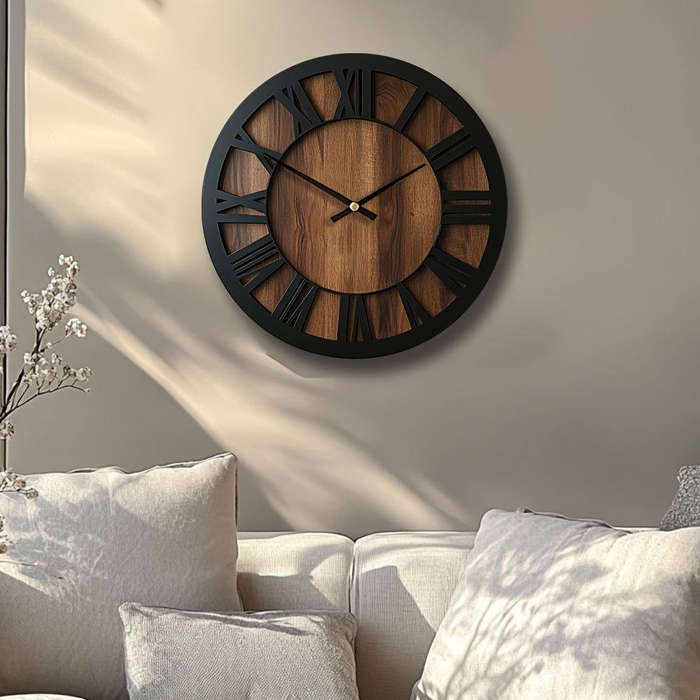 Klassische Vintage-Holzwanduhr mit Zifferblatt in römischen Zahlen | Temsk