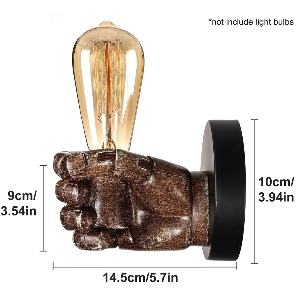 Resin Hand Shape Wall Light With E26 Base Industrial Style Fixture | Temsk