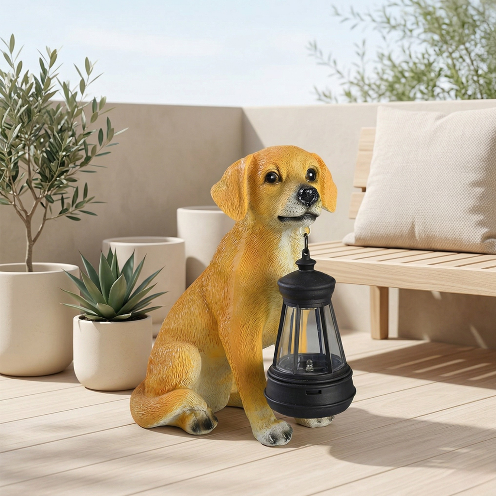 Solar Dog Garden Statue For Outdoor Gardens And Patios | Temsk