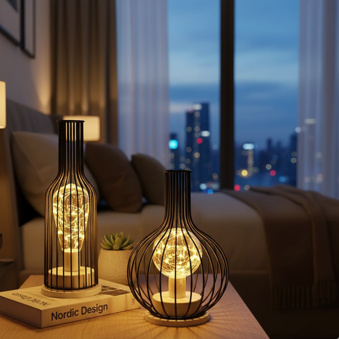 Industrial Cage Table Lamp For Indoor Living Rooms | Temsk
