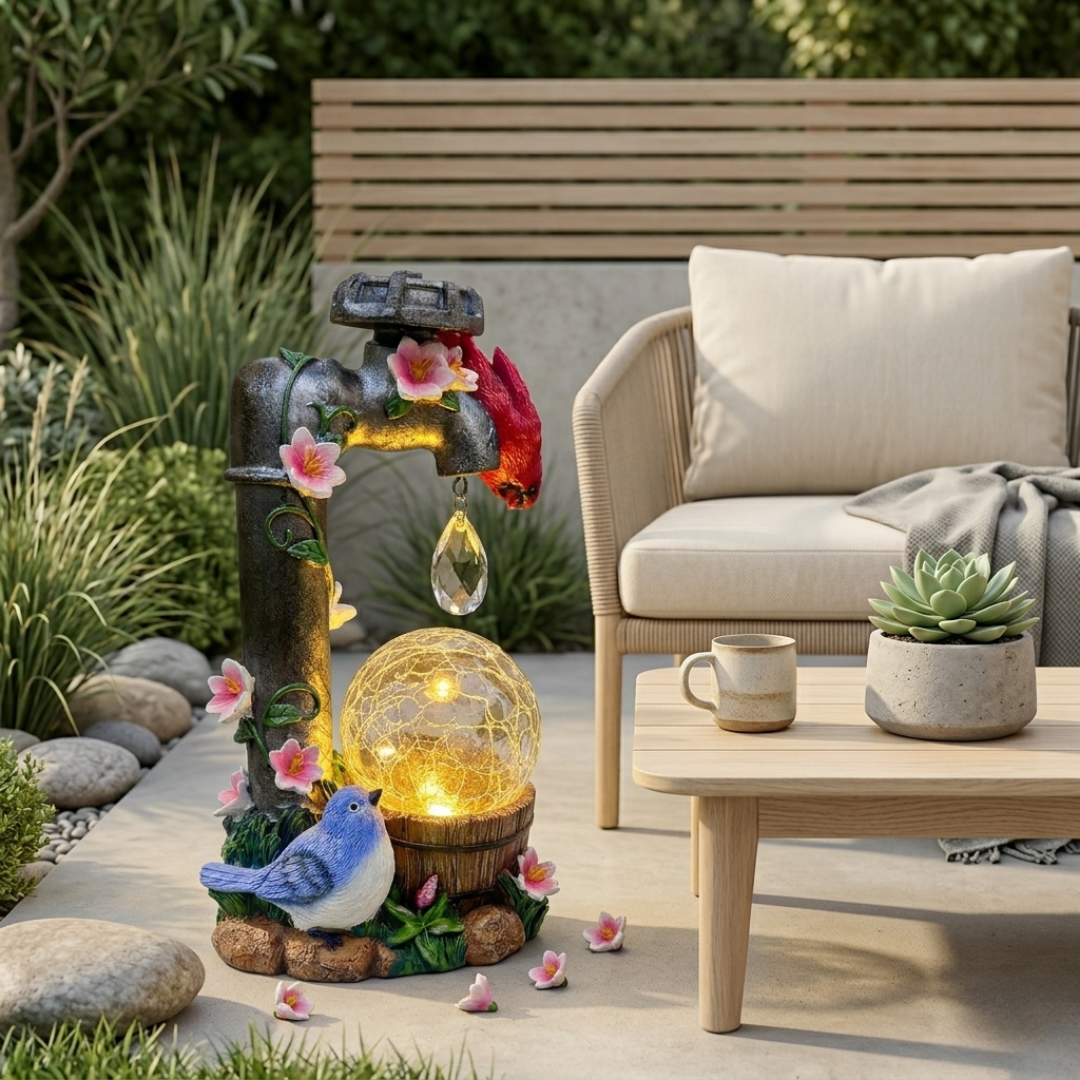Elegant Solar Cardinal Garden Statue For Outdoor Decor | Temsk