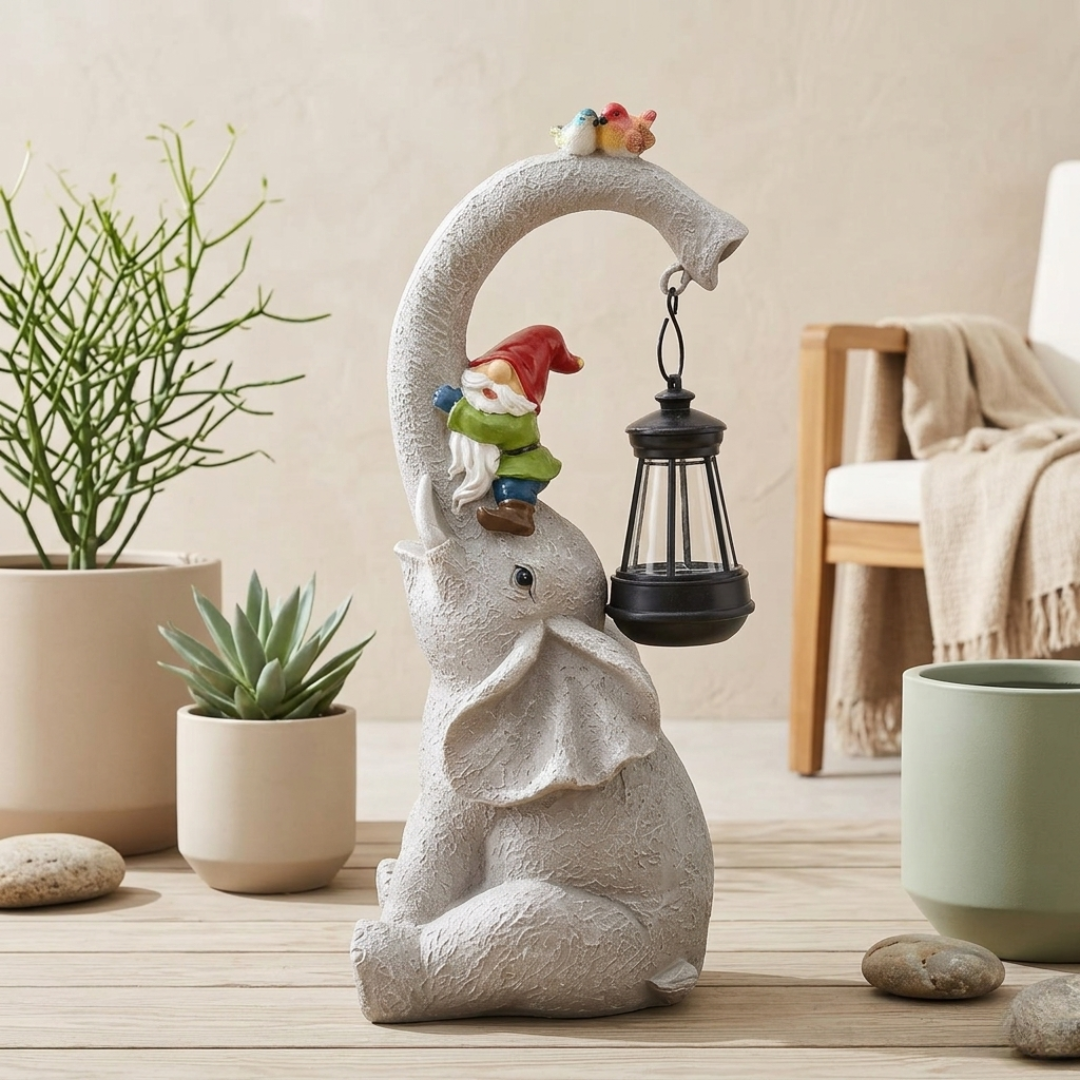 Solar Powered Elephant Garden Lantern For Outdoor Spaces | Temsk