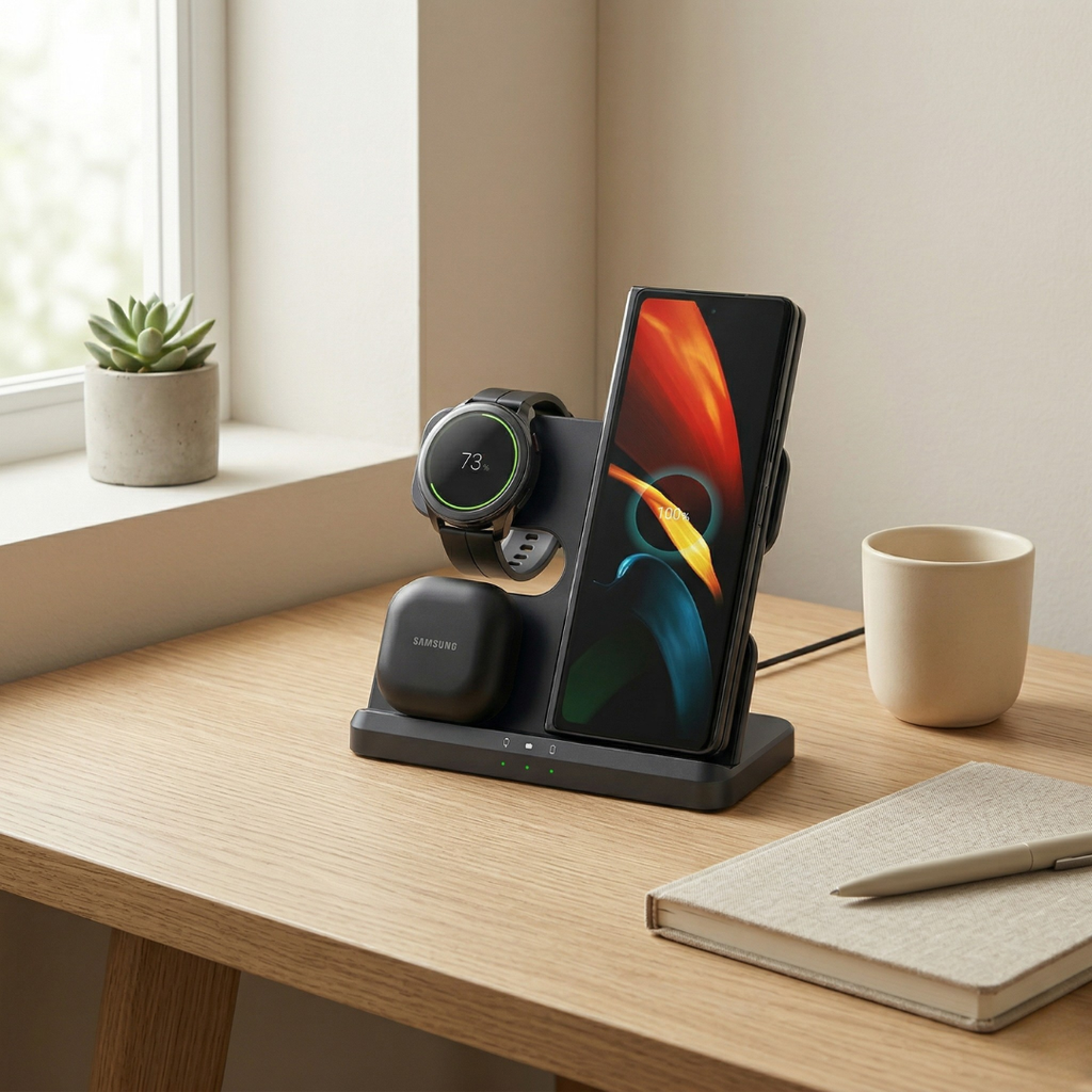 Three-In-One Wireless Charging Stand For Desk And Nightstand | Temsk