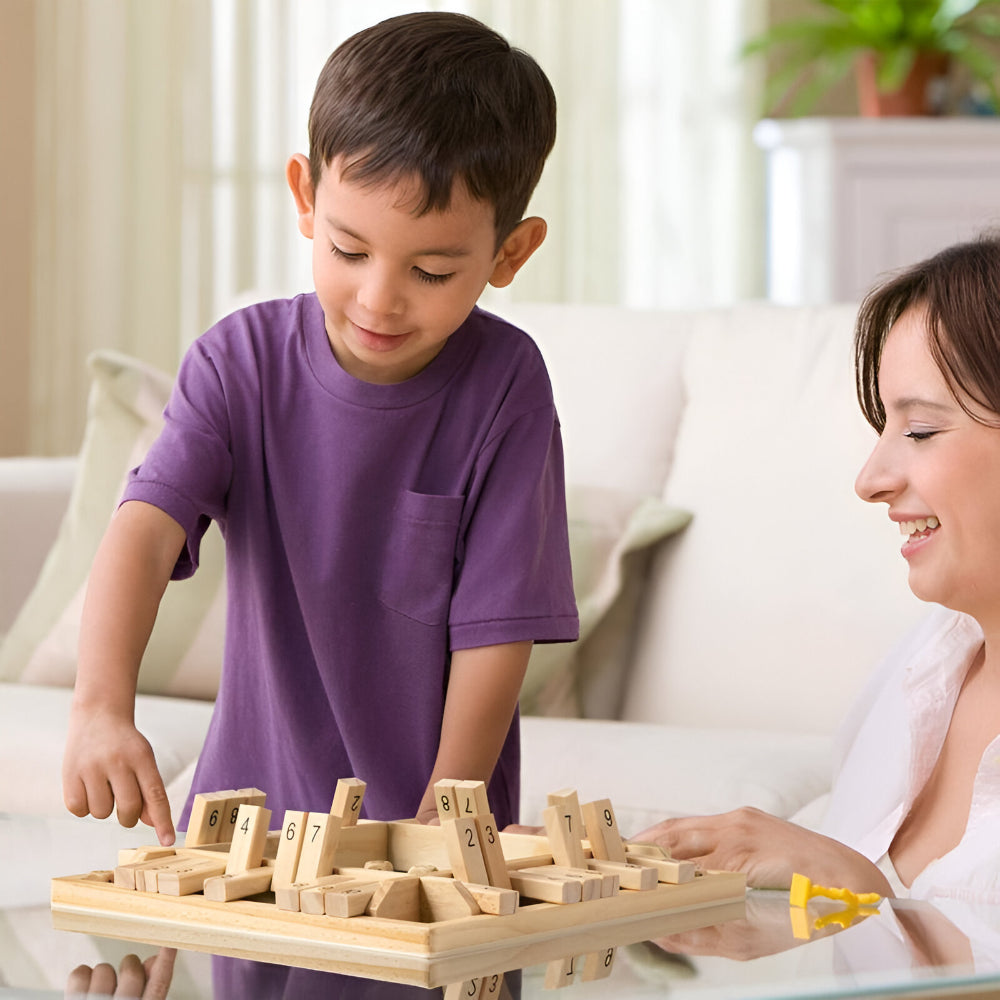 Wooden Math Board Game For Families Educational Tabletop Set | Temsk