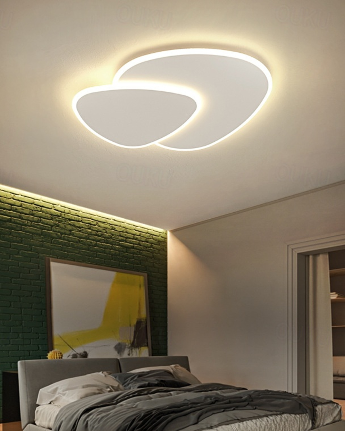 Asymmetrical Ceiling Light With LED Warm Glow For Modern Living Spaces | Temsk