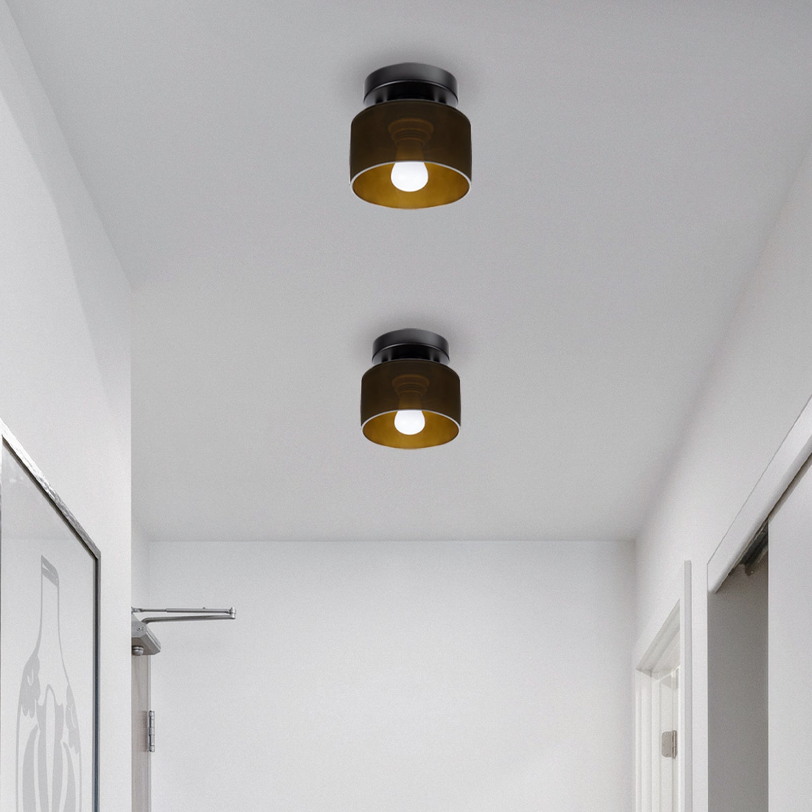 Amber glas retro loftslampe E27/E26 til køkken, gang og stue | Temsk