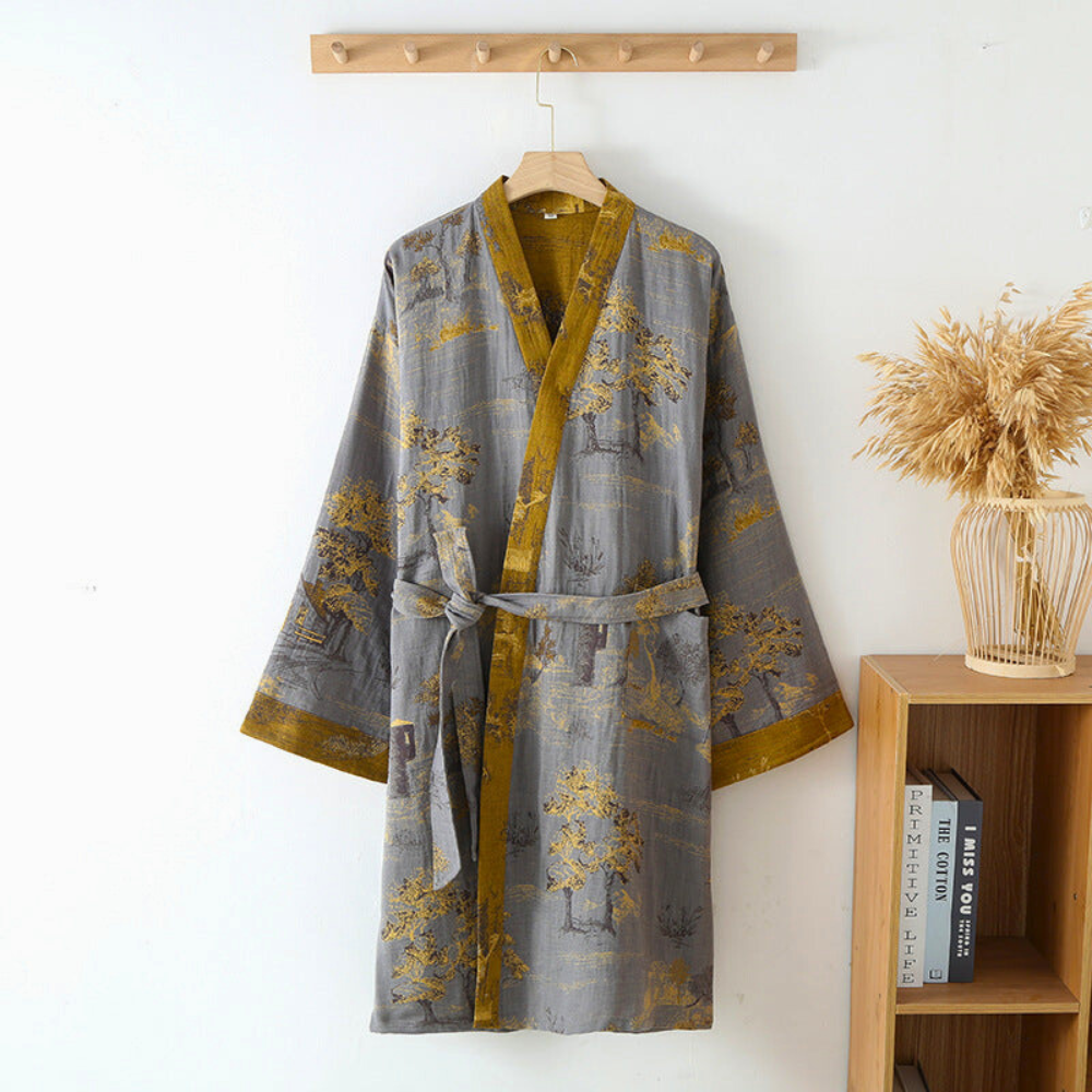 Lumenvale Rustic Kimono Robe Made Of Pure Cotton Fabric | Temsk
