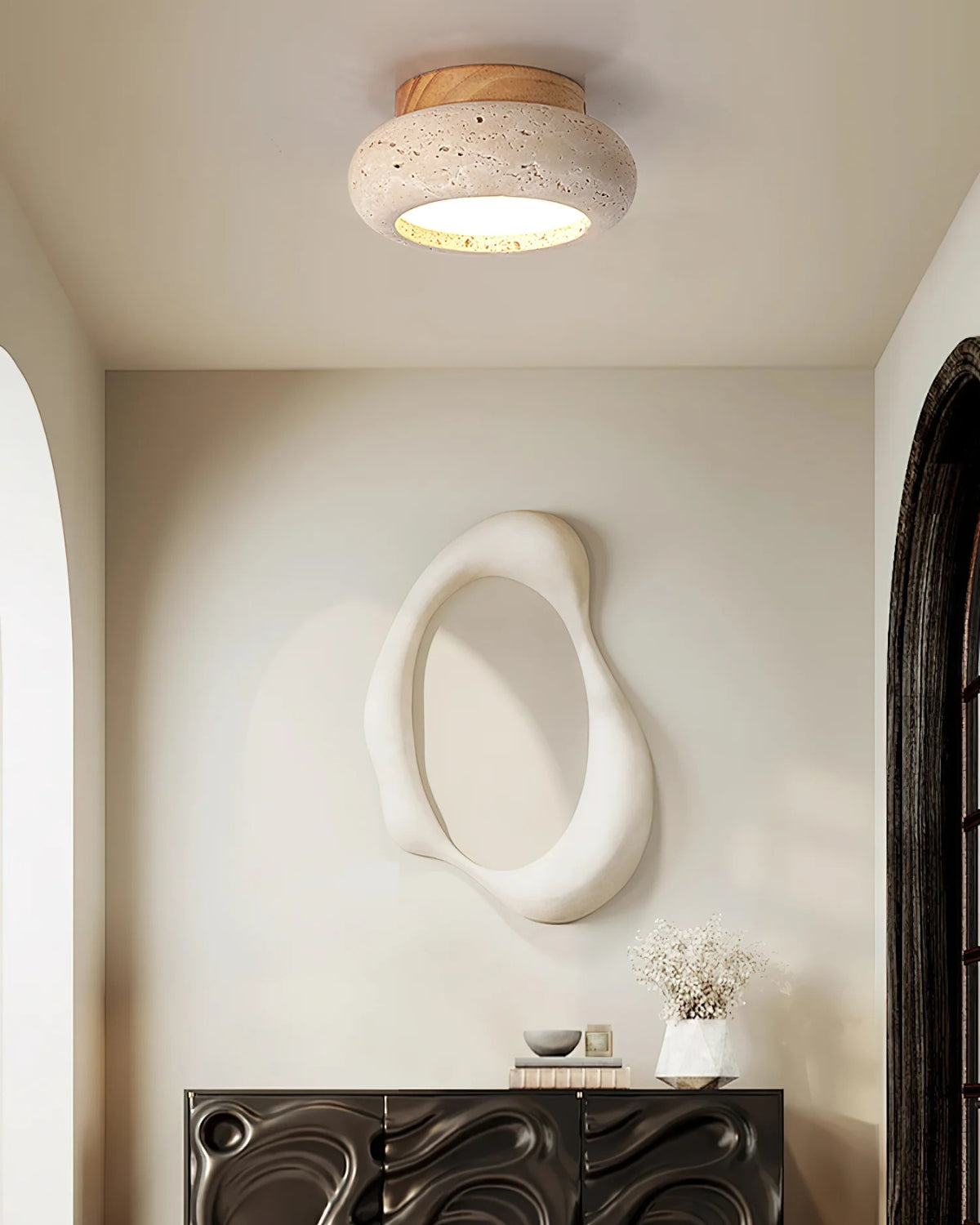 Acrylic Ceiling Lamp In Walnut Beige Tones For Living Room, Bedroom, Hallway | Temsk