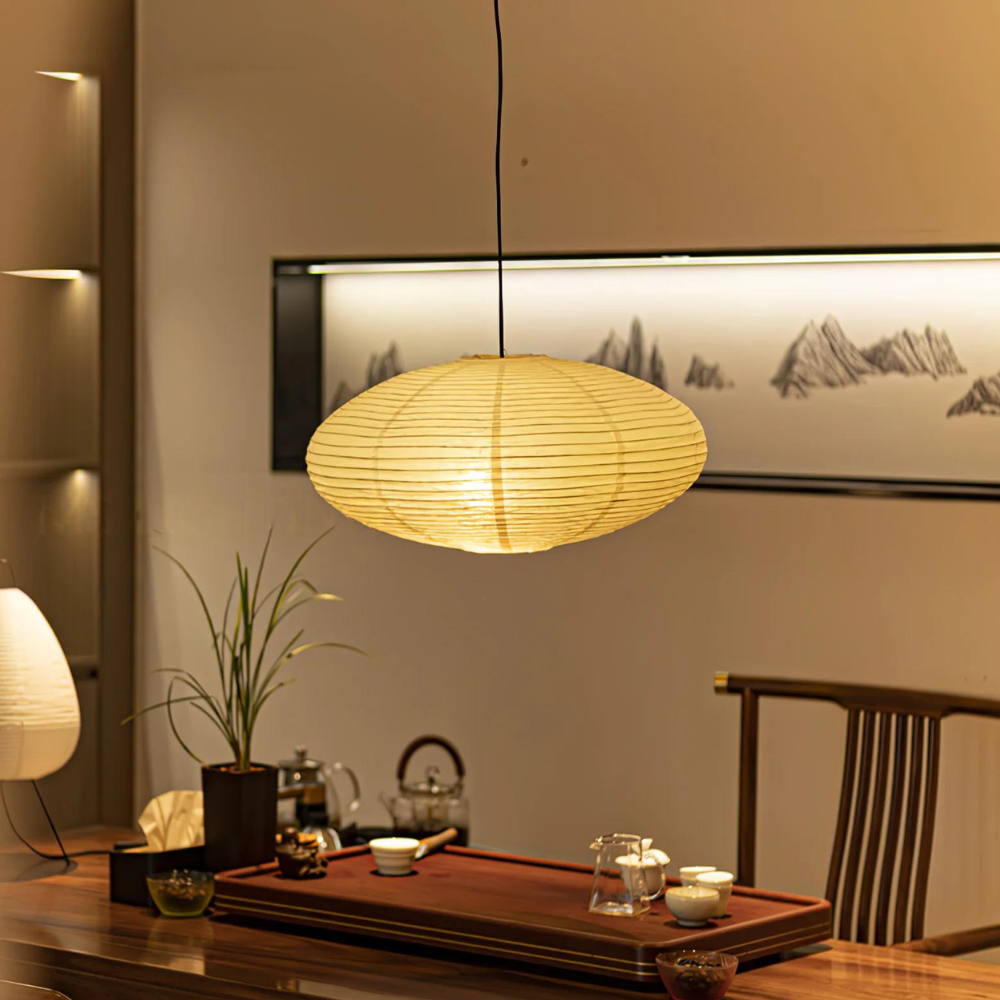 Mulberry papir Japandi loftslampe med geometrisk hvid LED 50/60 cm | Temsk