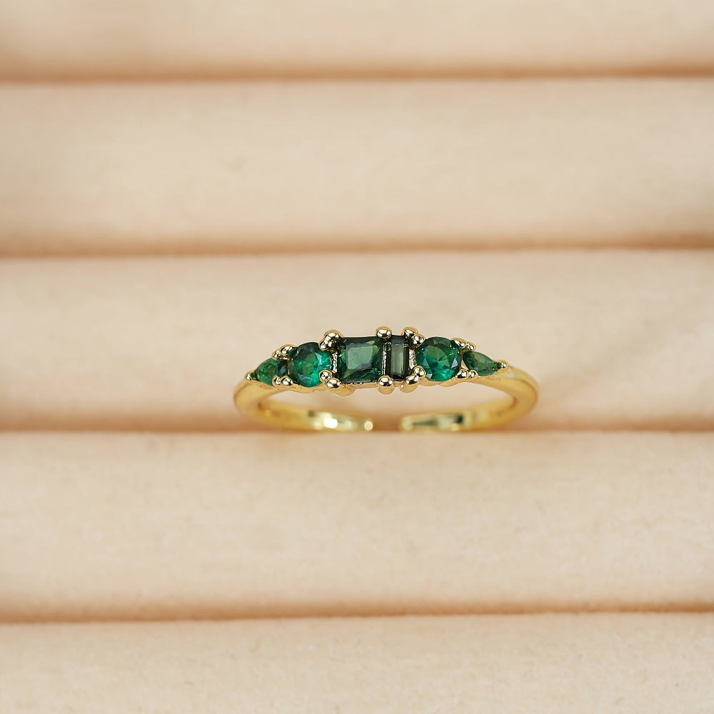 Mothers Day Stackable Gold Rings With Rhinestones In Boho Style | Temsk