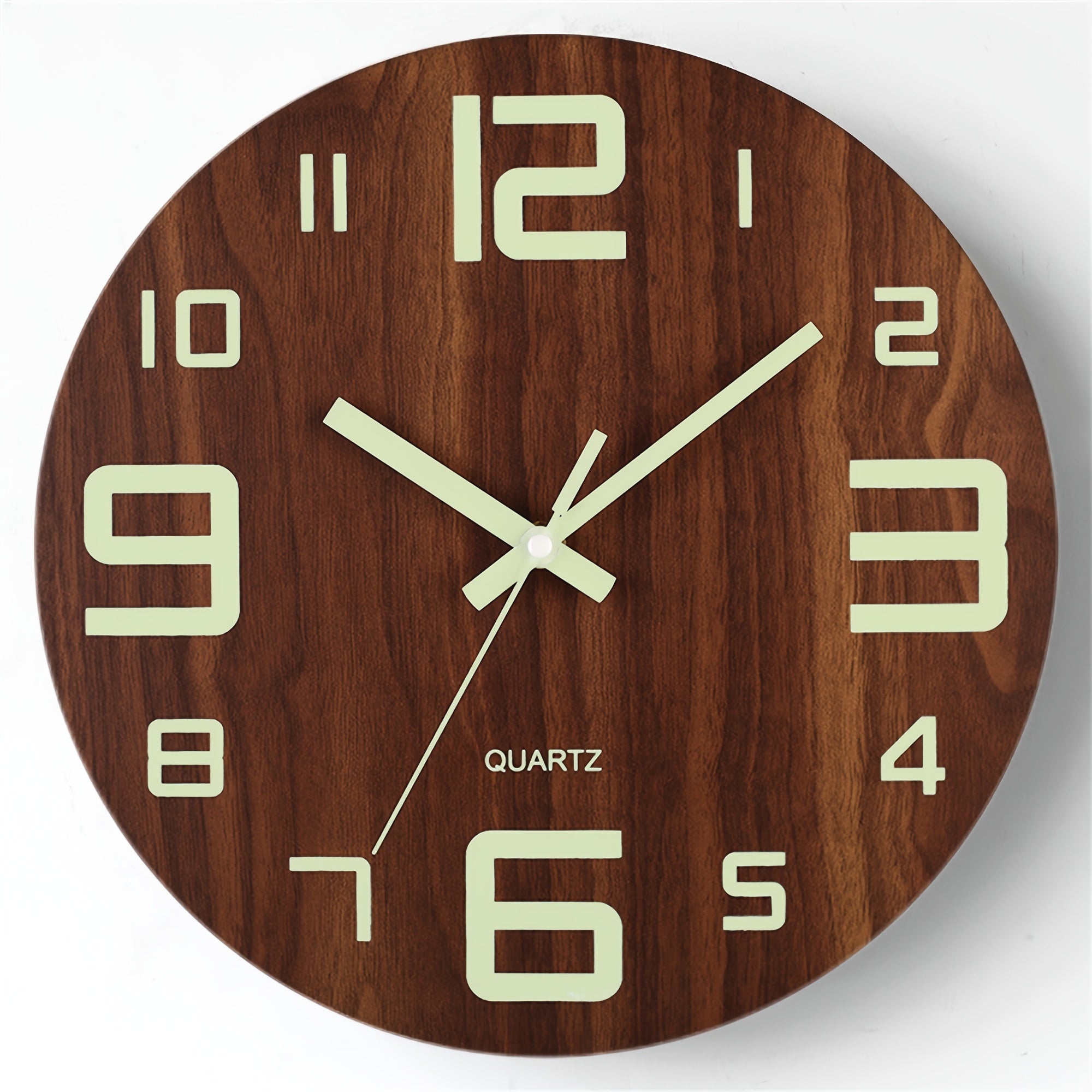 Wanduhr aus Walnussholz mit leuchtendem Glow und geräuschlosem Quarzwerk | Temsk