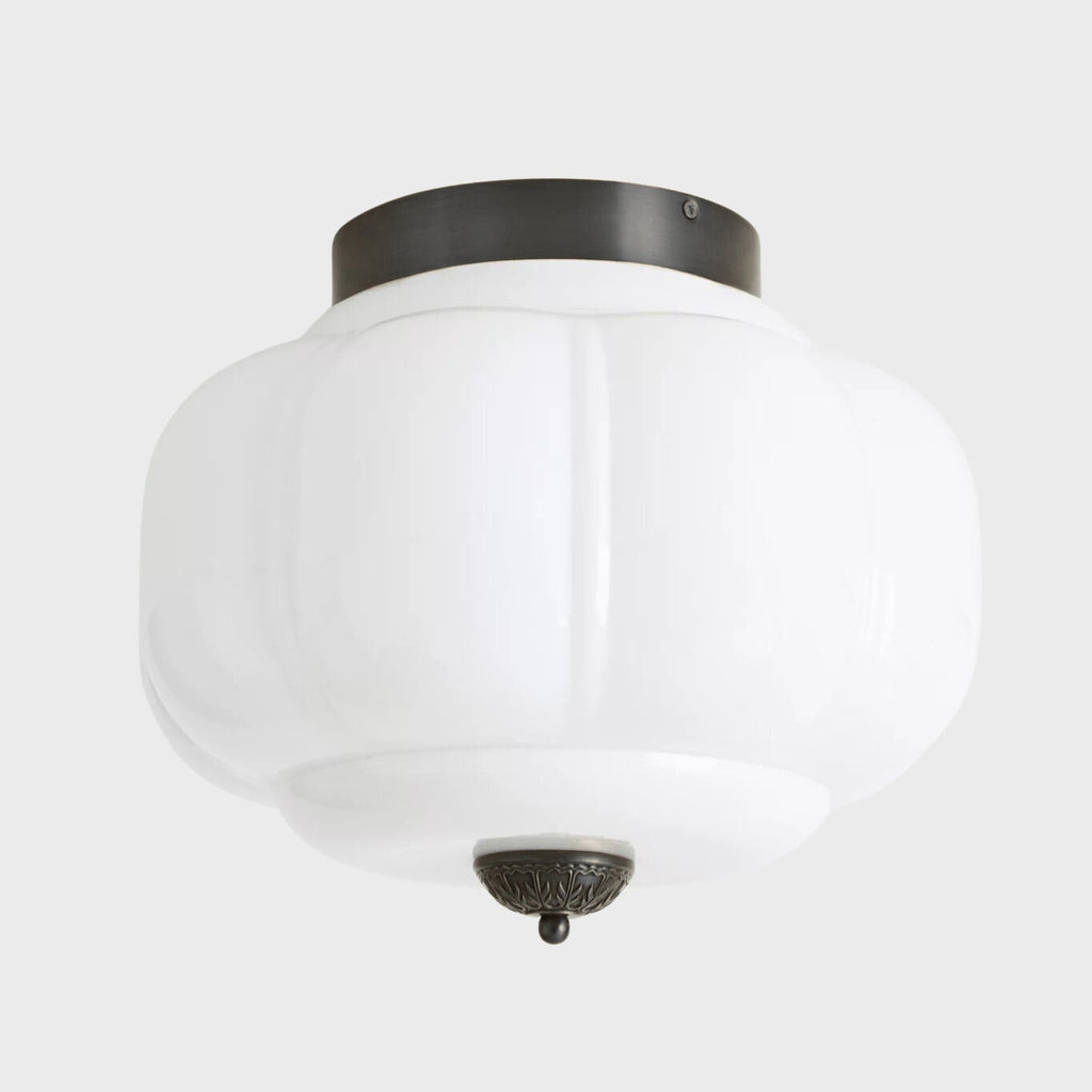 Milk Glass Ceiling Light With Glass Shade, Modern Flush Mount, Scandinavian Style | Temsk