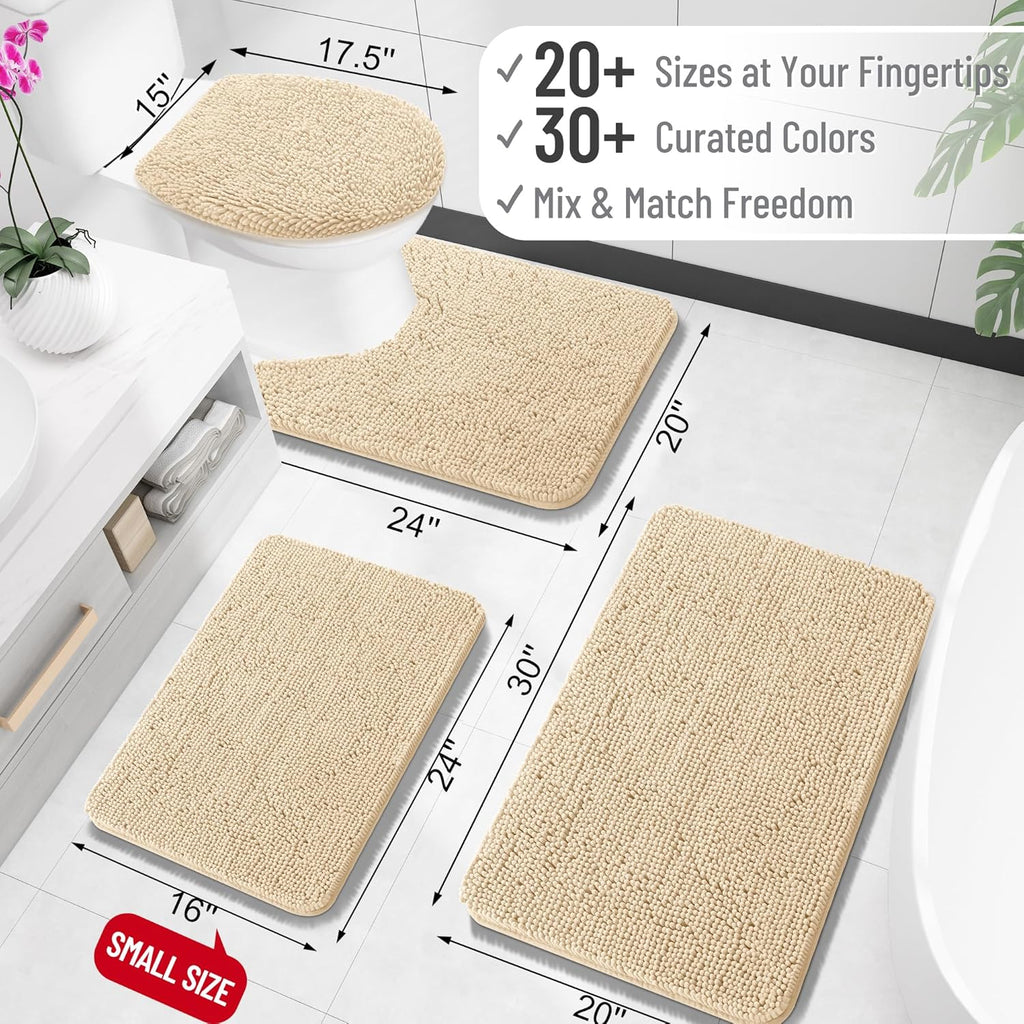 Chenille Bath Rug Absorbent Mat For Bathroom Floor That Stays Put | Temsk