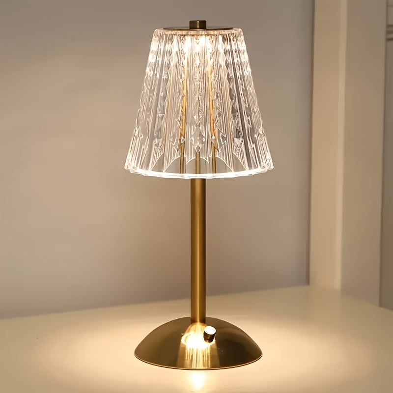 Kristall-Touch-Tischlampe mit dreifacher Farbdimmung und USB-Ladung | Temsk