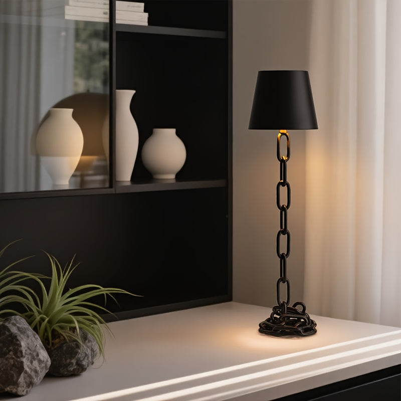 Industrial Chain-Link Desk Lamp With Rechargeable LED Light | Temsk