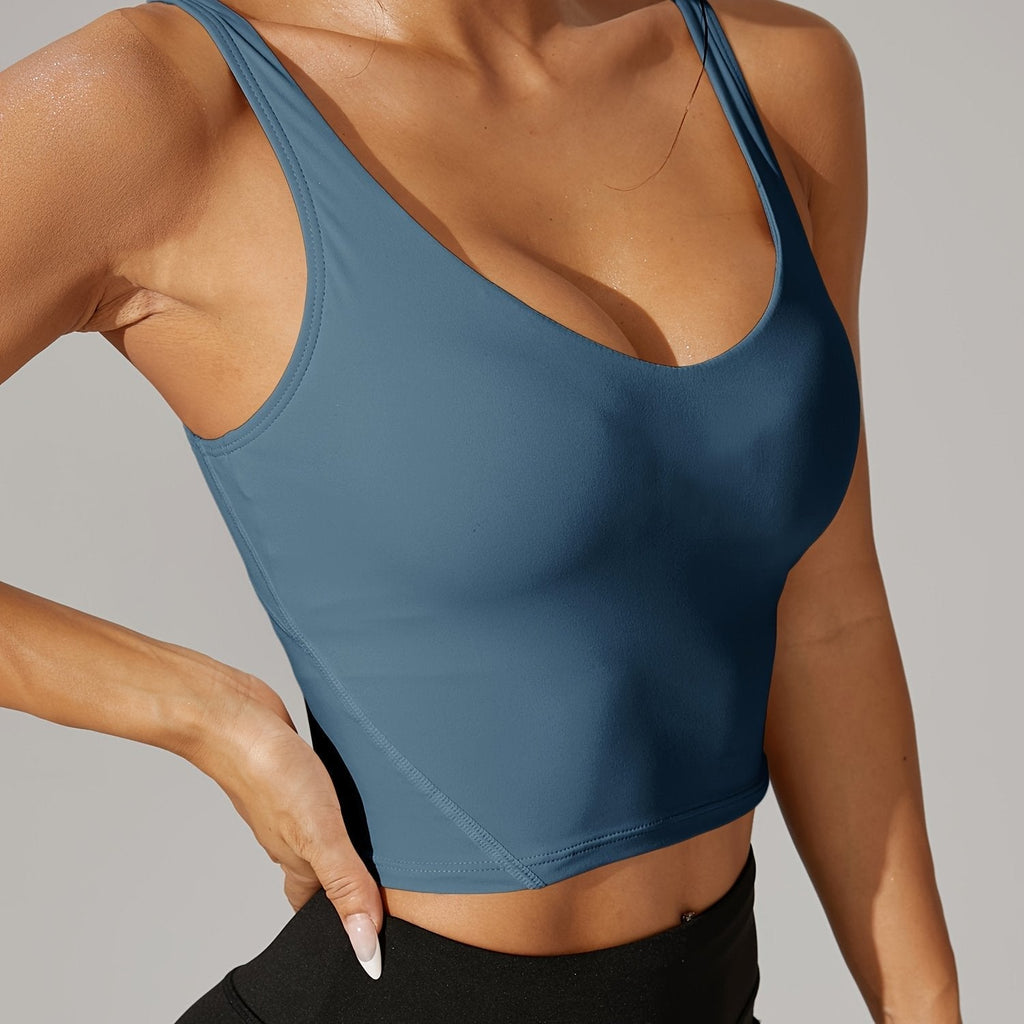 Pružný crop top s výstřihem do V a odhalenými zády pro sportovní nošení | Temsk