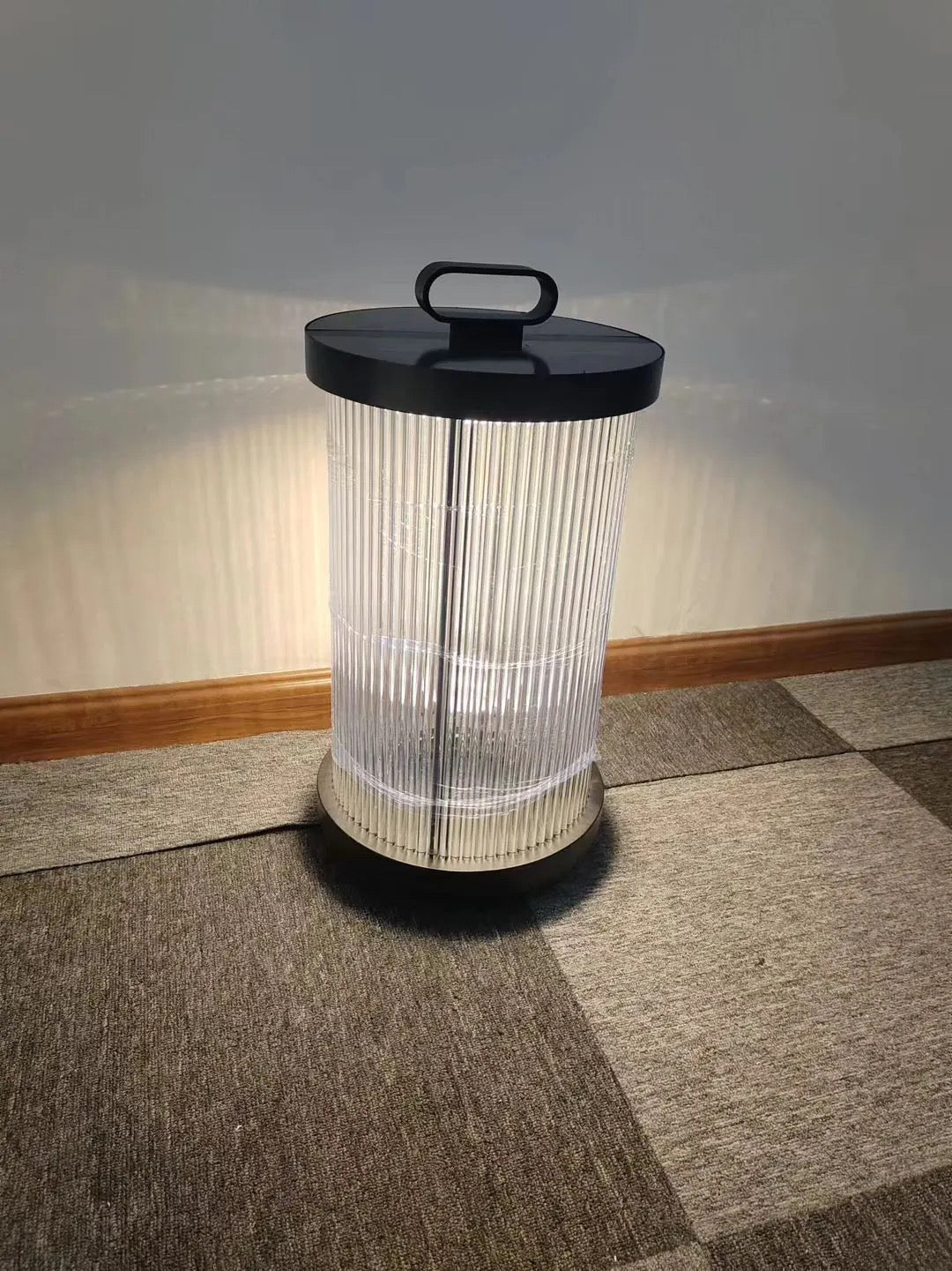 Solmere Ribbed Glass Outdoor Lantern Lamp Waterproof Garden Light | Temsk