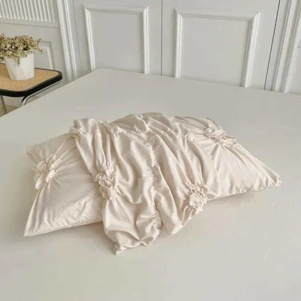 Floral Pleated Quilt Cover Set for Bedroom Bedding | Temsk