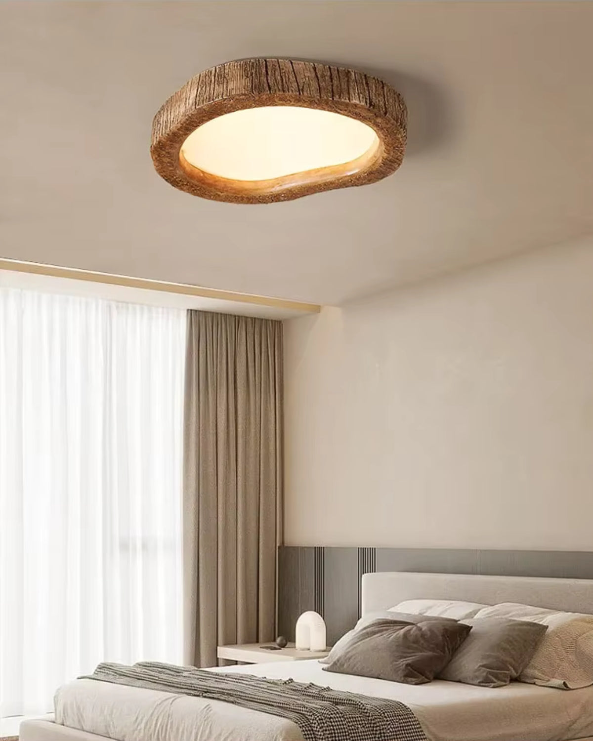 Le Halo Bois rustikale, holz-inspirierte LED-Deckenleuchte für gemütliche Räume | Temsk