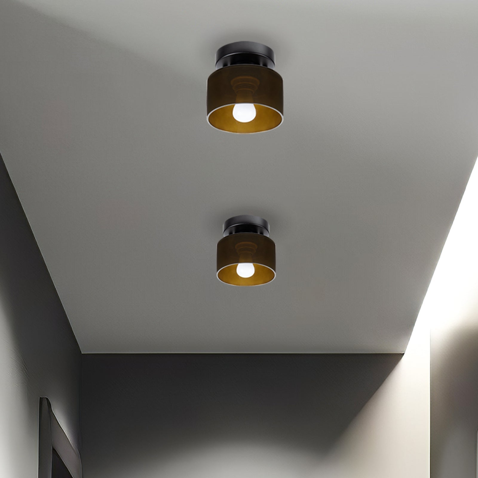 Amber glas retro loftslampe E27/E26 til køkken, gang og stue | Temsk