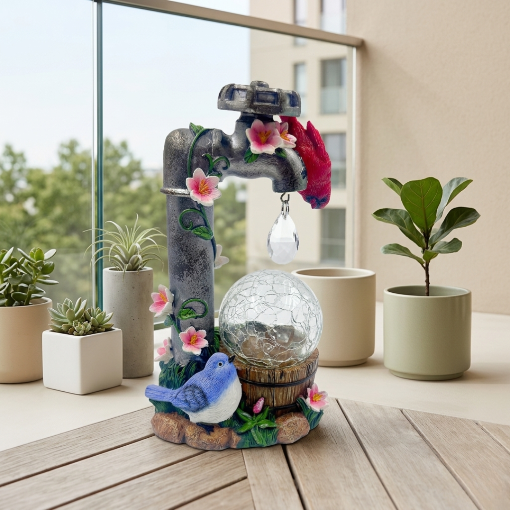 Elegant Solar Cardinal Garden Statue For Outdoor Decor | Temsk