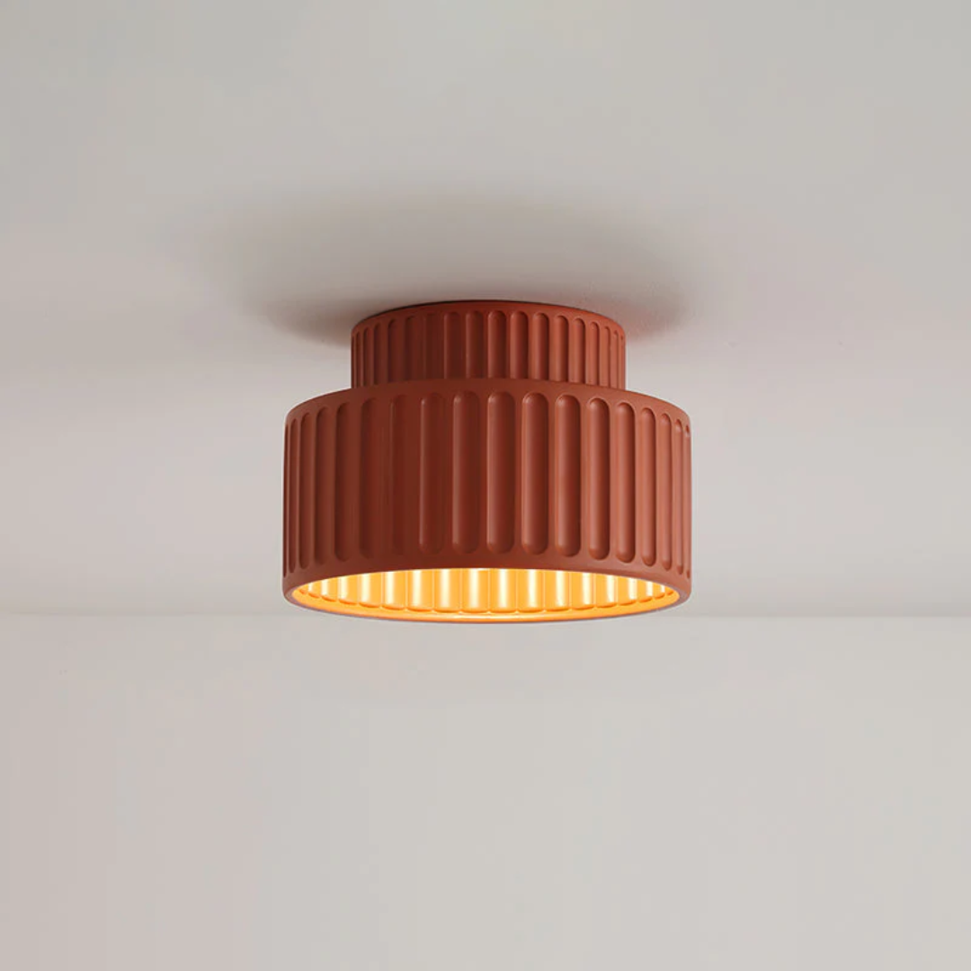 Vesper Ribbed Vintage Semi Flush Ceiling Light For Low Ceilings | Temsk