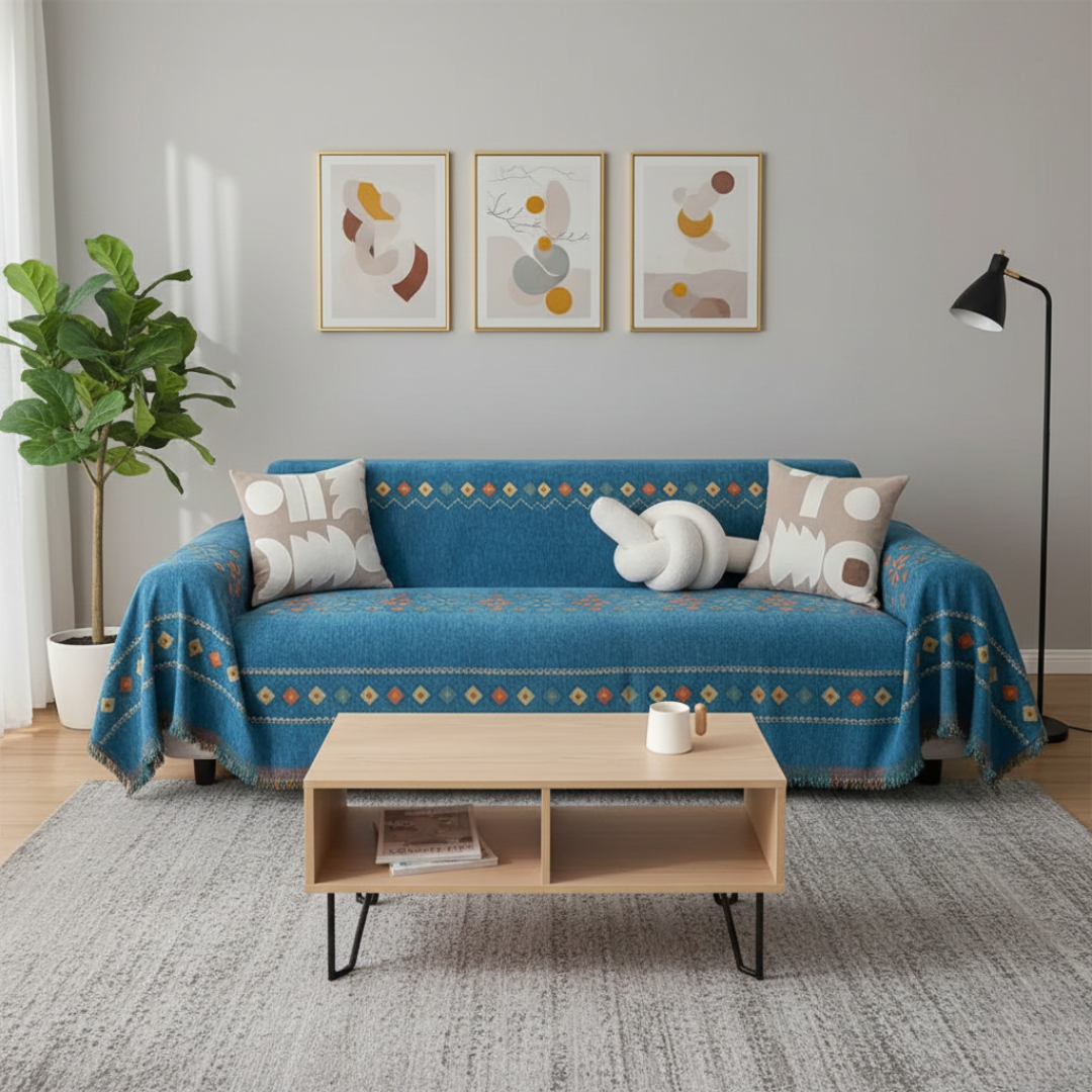 Boho Tassel Sofa Cover For Couch, Bohemian Style Living Room Decor | Temsk